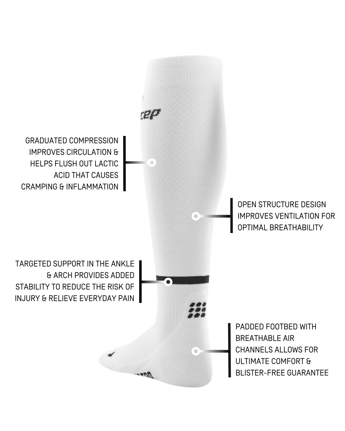 The Run Compression Tall Socks 4.0, Men, White/Black