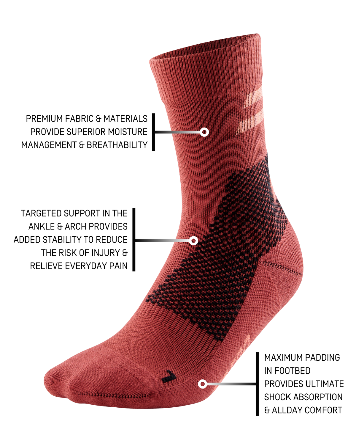 Training Mid Cut Compression Socks, Women, Red Training