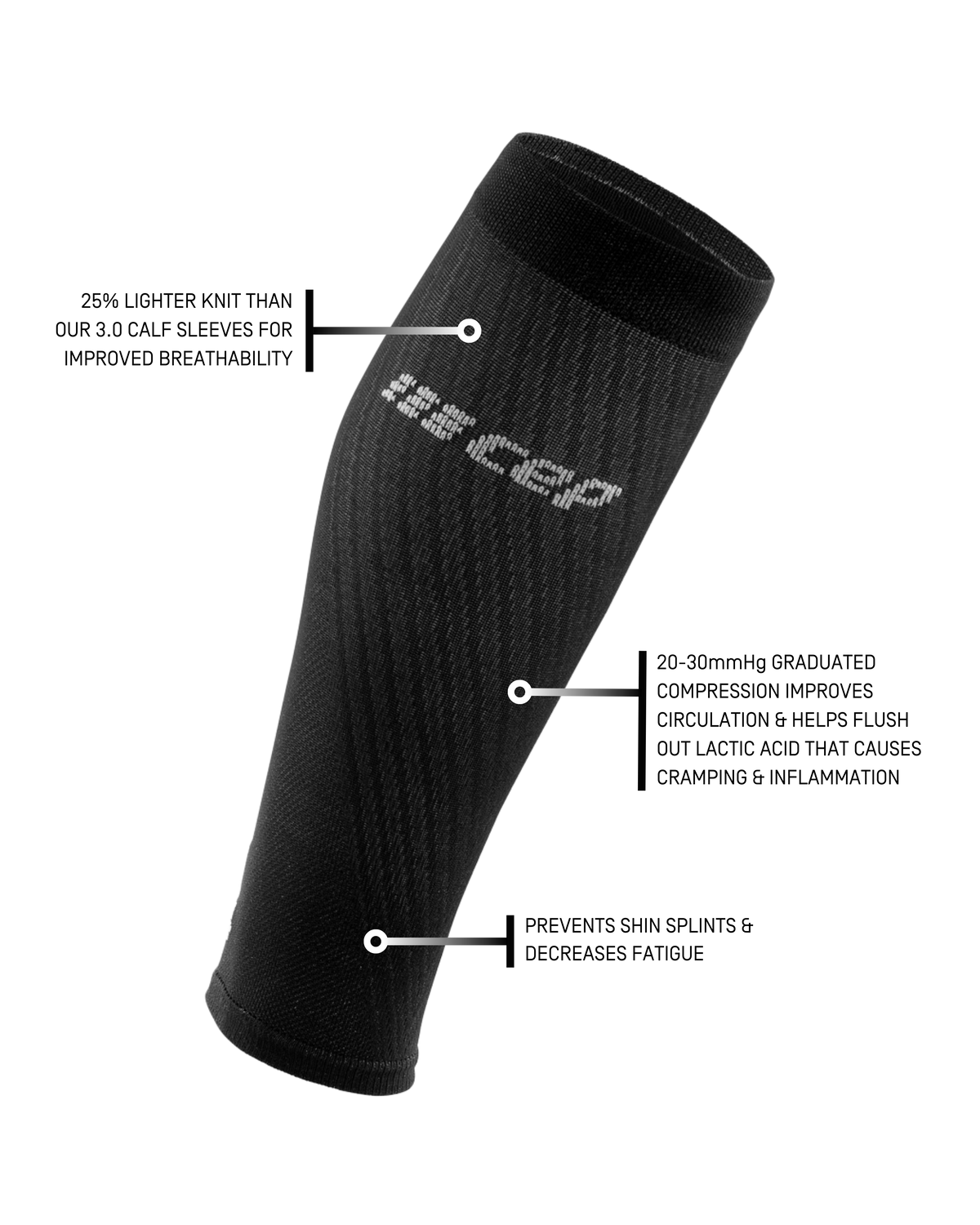 Ultralight Compression Calf Sleeves, Women, Black/Light Grey