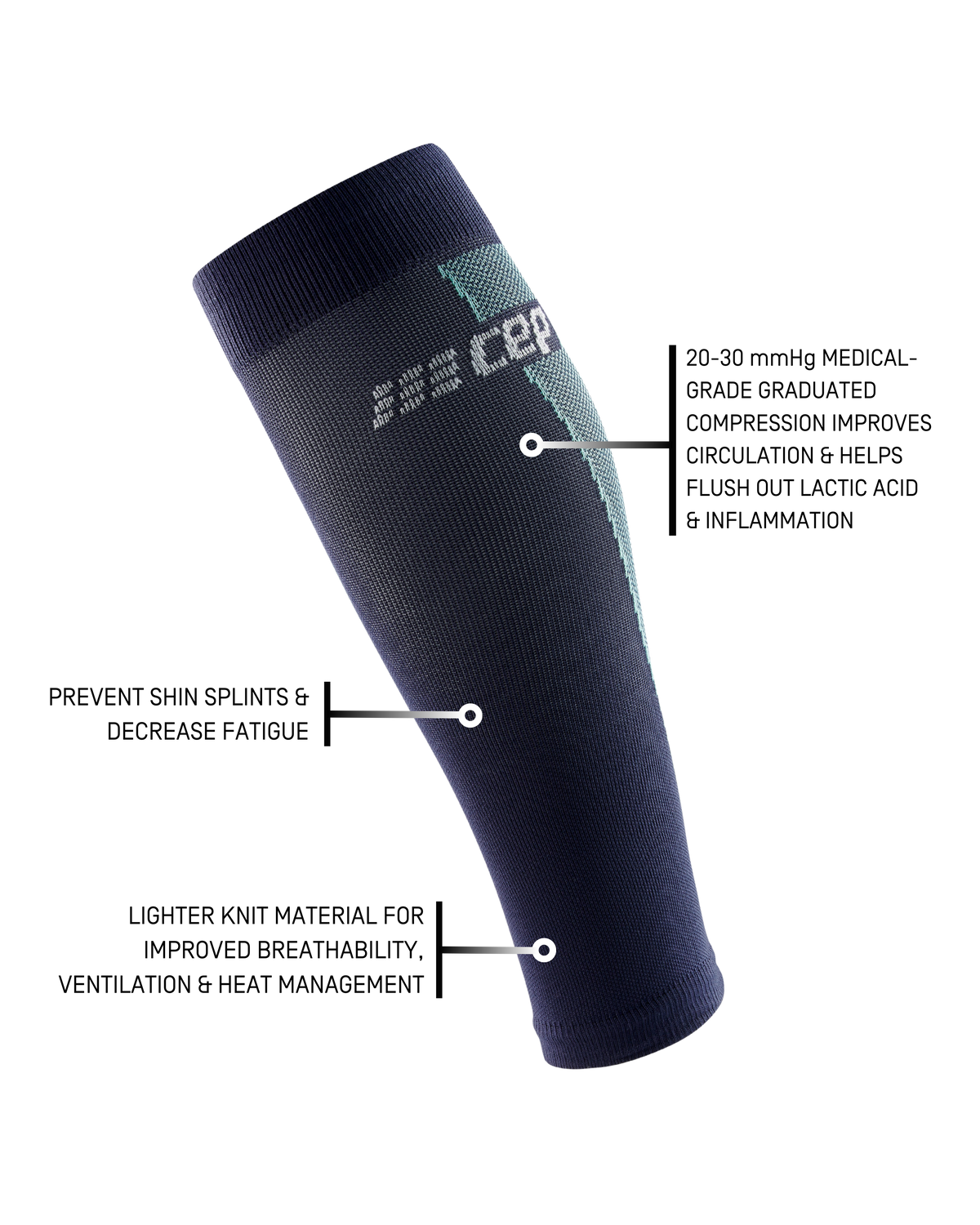 Ultralight Compression Calf Sleeves, Women, Ultralight Navy/Light Blue