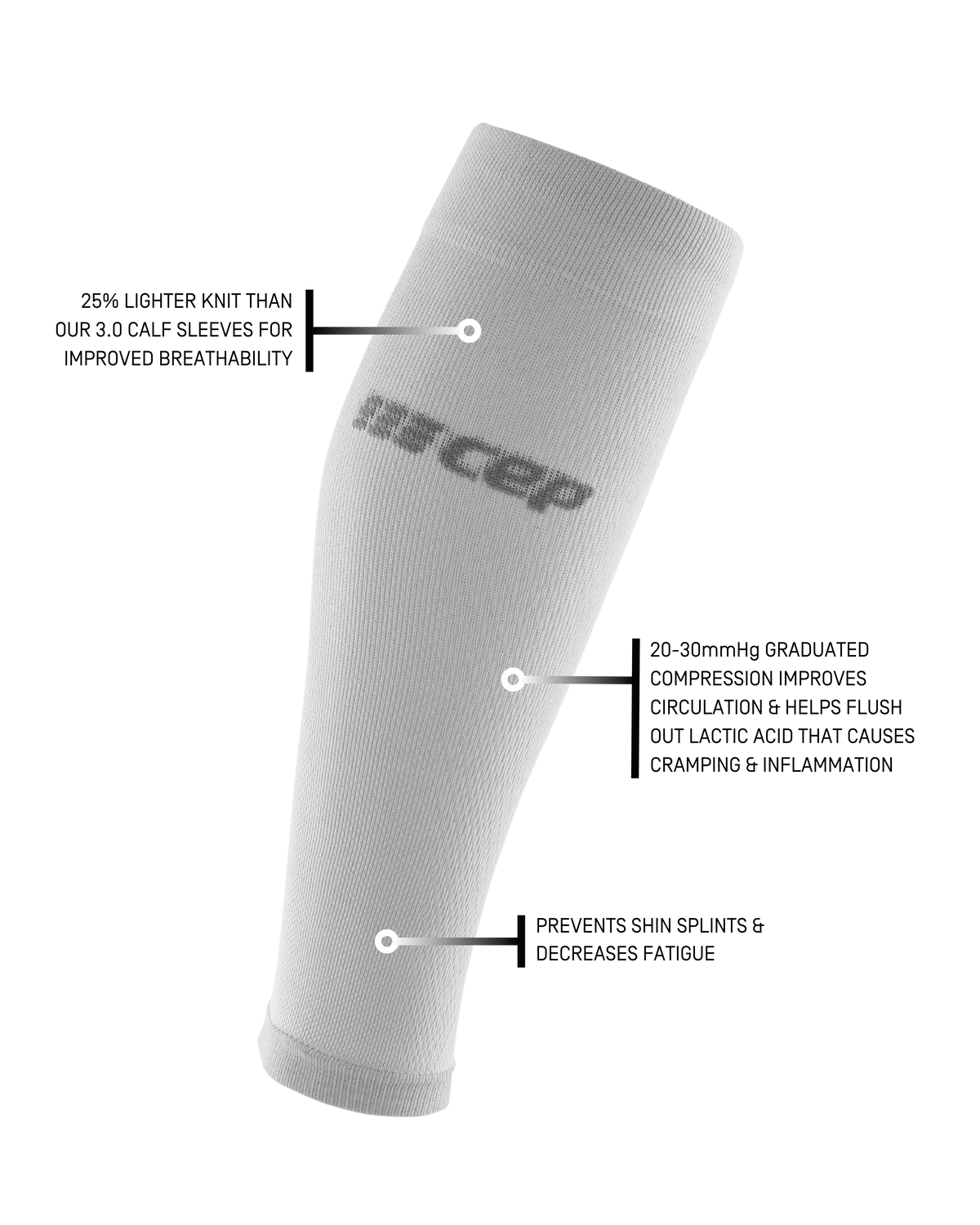 Ultralight Compression Calf Sleeves, Women, Carbon White