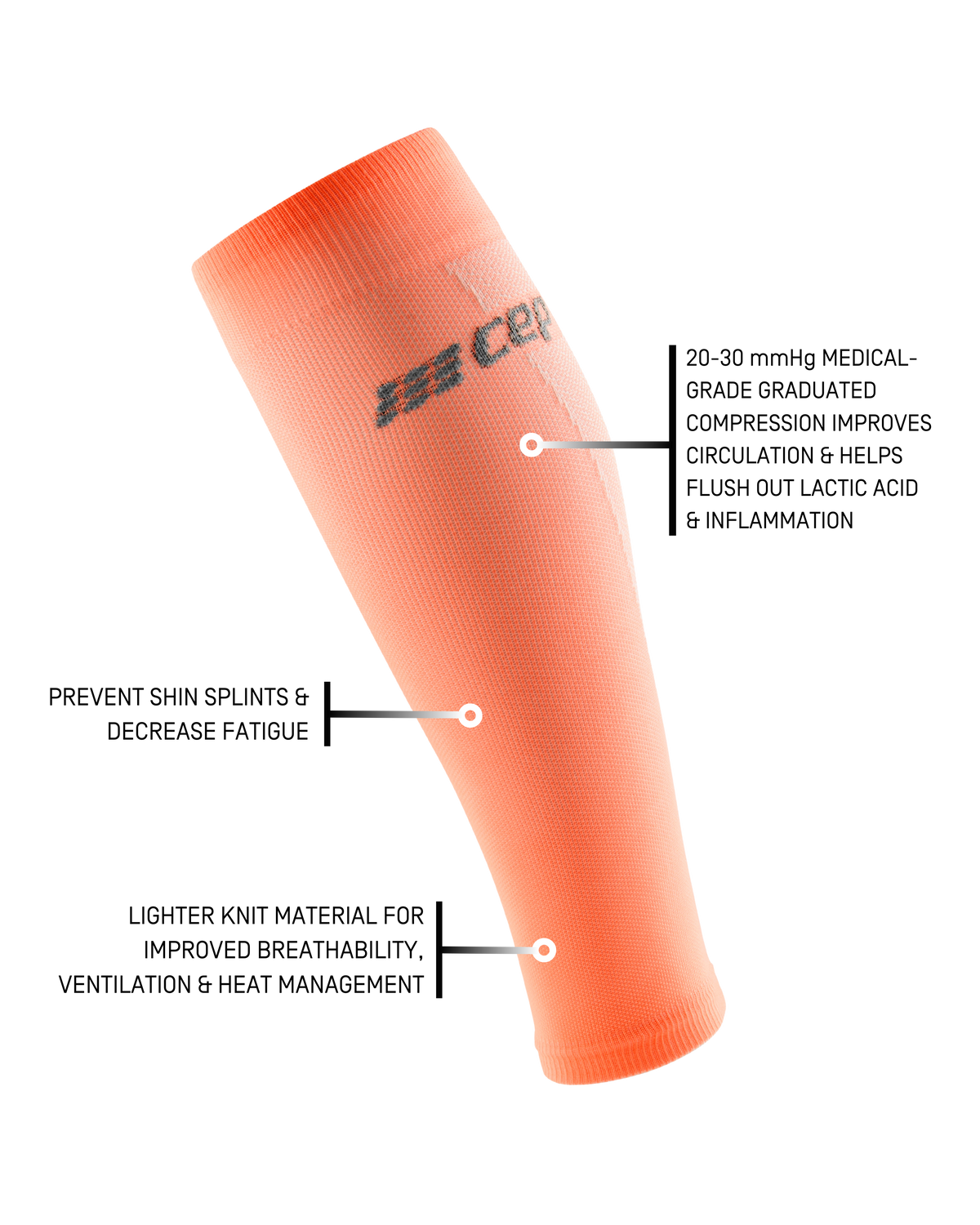 Ultralight Compression Calf Sleeves, Women, Ultralight Coral/Cream