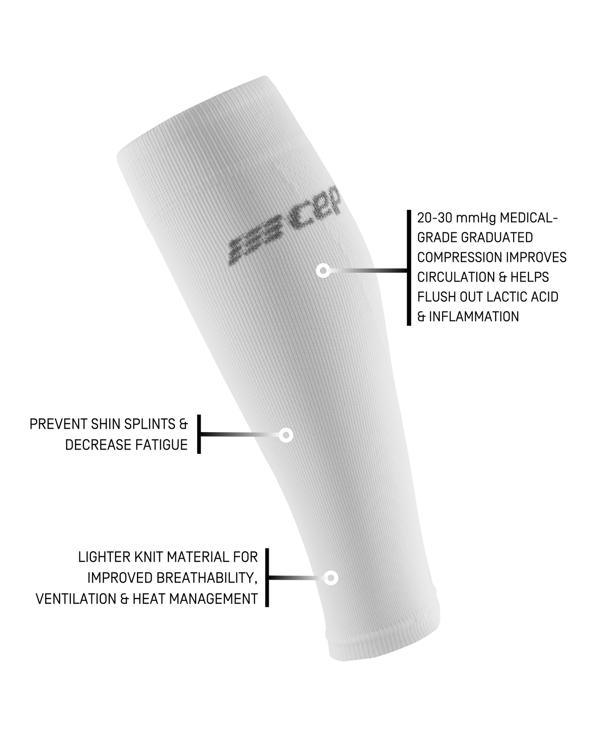 Ultralight Compression Calf Sleeves, Women, Ultralight White