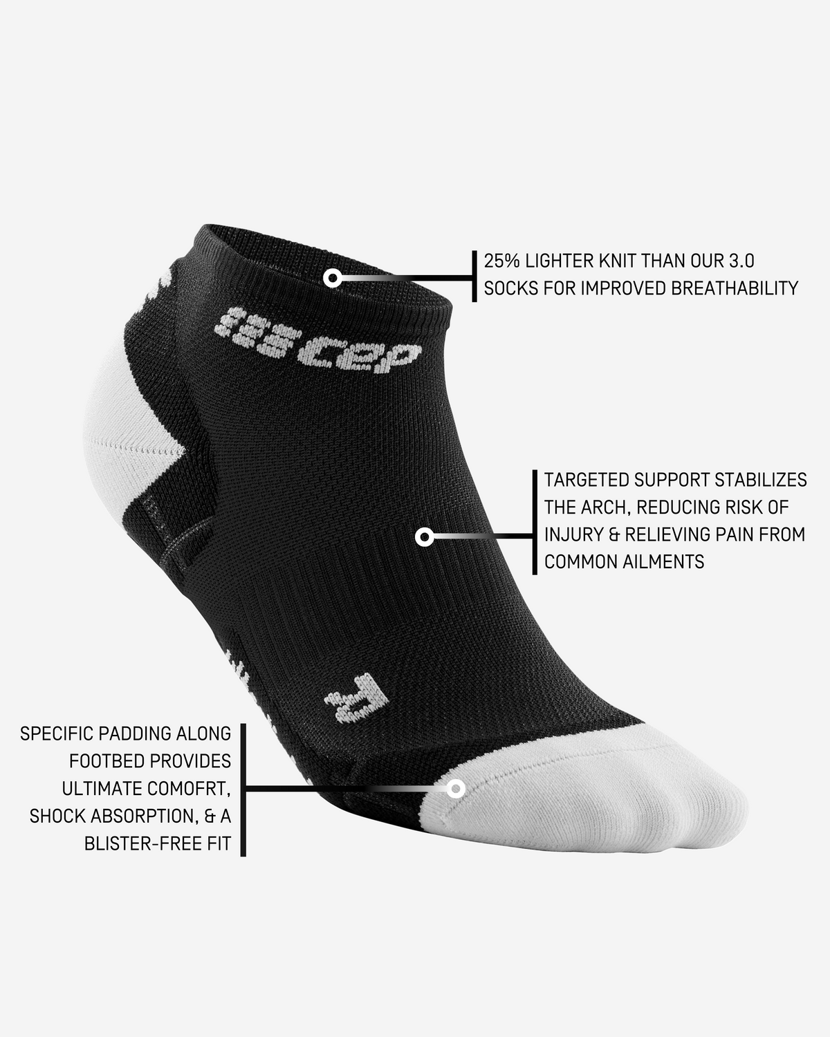 Ultralight Low Cut Compression Socks, Men, Black/Light Grey