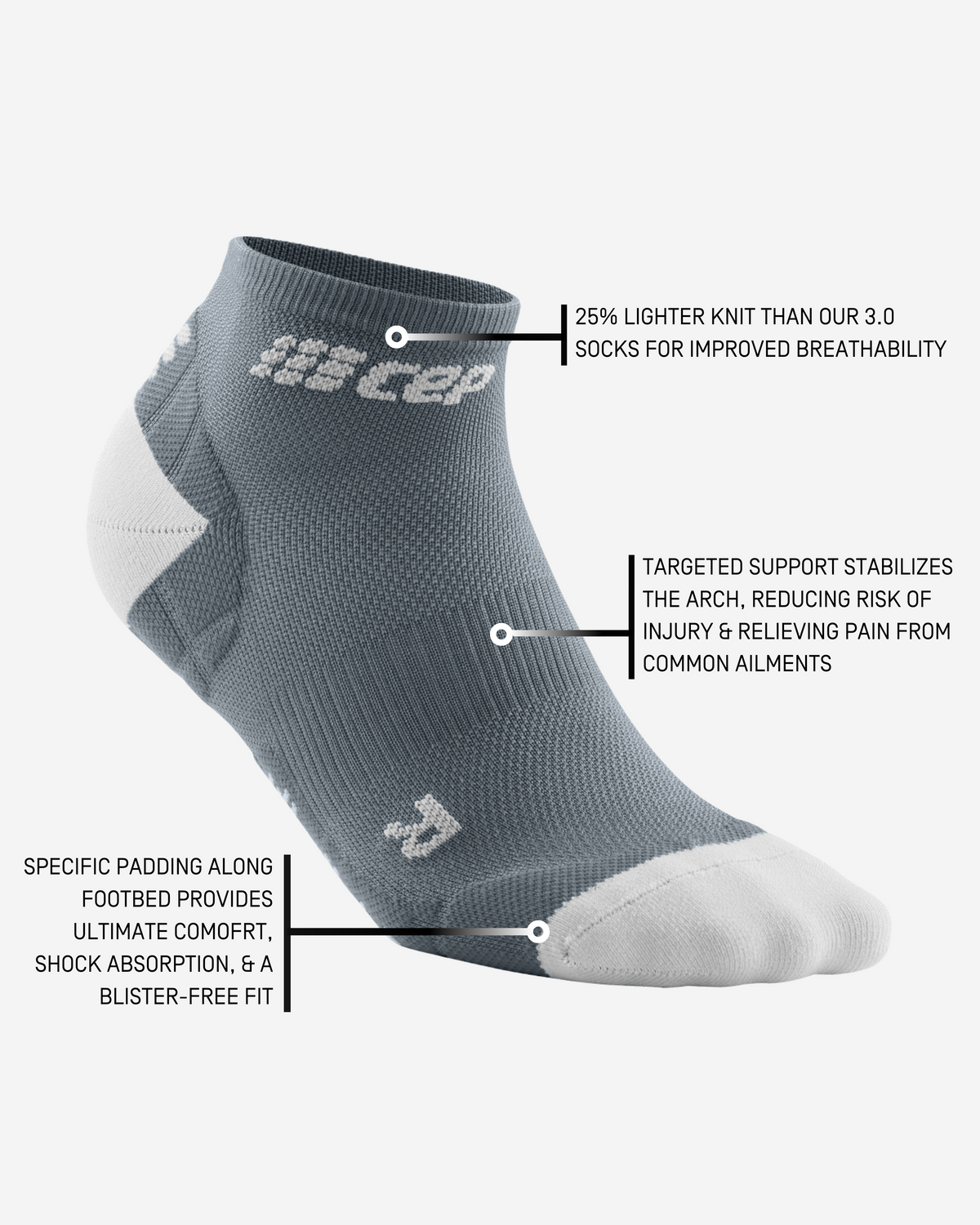 Ultralight Low Cut Compression Socks, Men, Grey/Light Grey