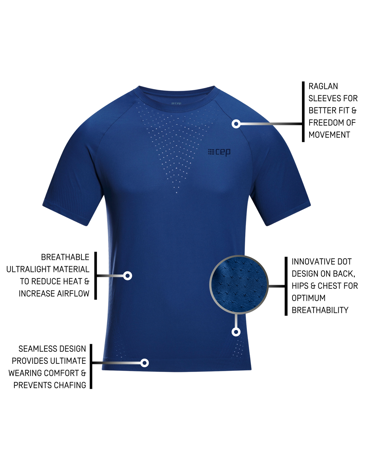 Ultralight Seamless Short Sleeve Shirt, Men, Blue