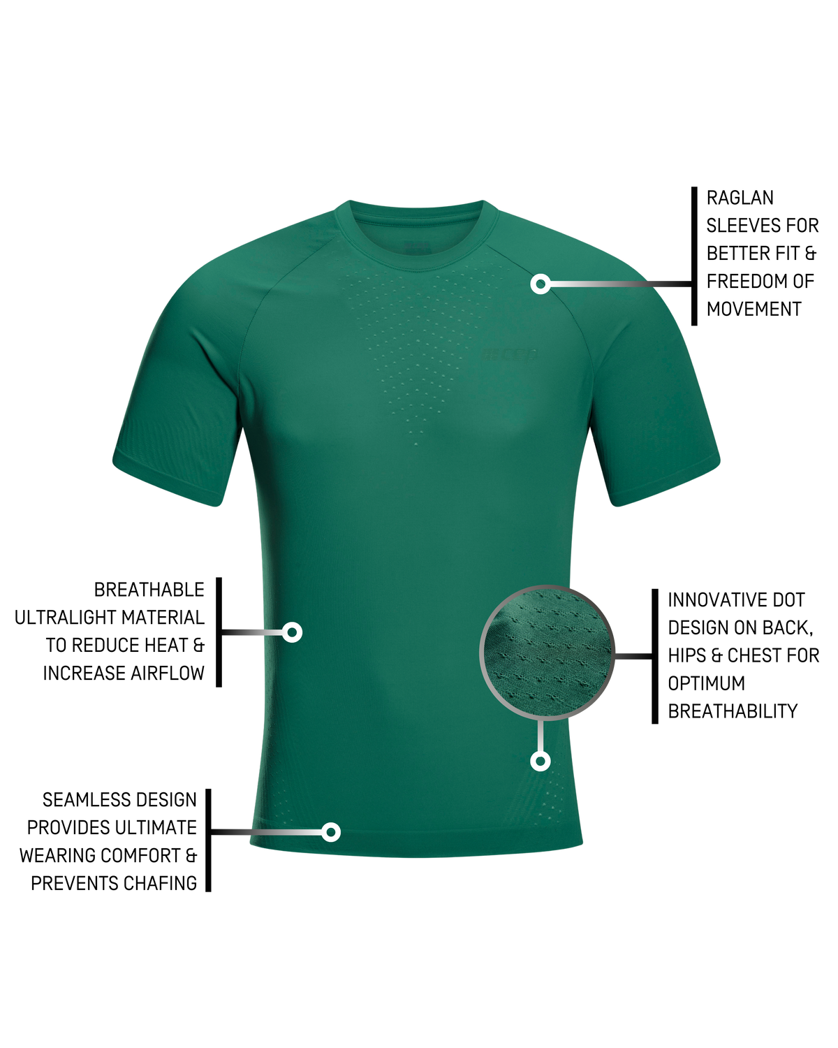 Ultralight Seamless Short Sleeve Shirt, Men, Forest Green