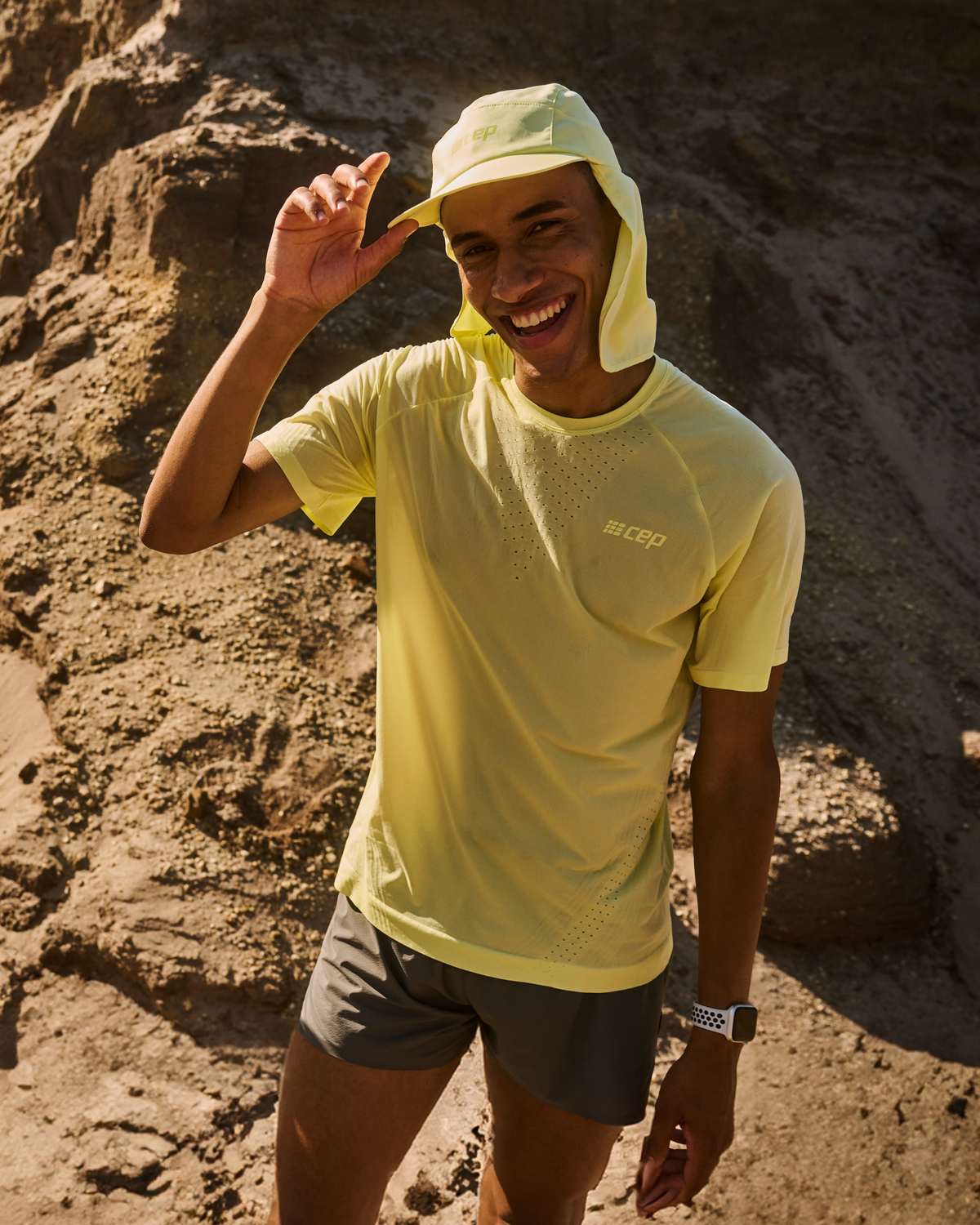 Ultralight Seamless Short Sleeve Shirt, Men, Lime, close-up detail