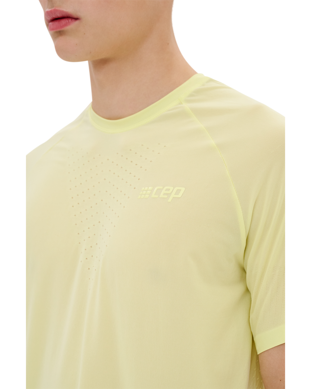 Ultralight Seamless Short Sleeve Shirt, Men, Lime, close-up detail