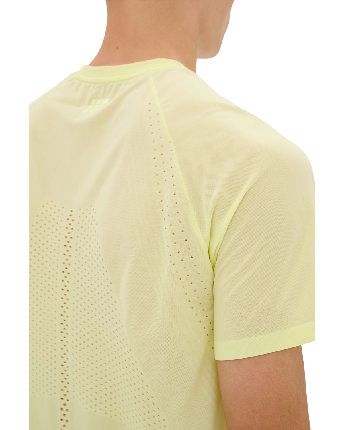 Ultralight Seamless Short Sleeve Shirt, Men, Lime, close-up detail