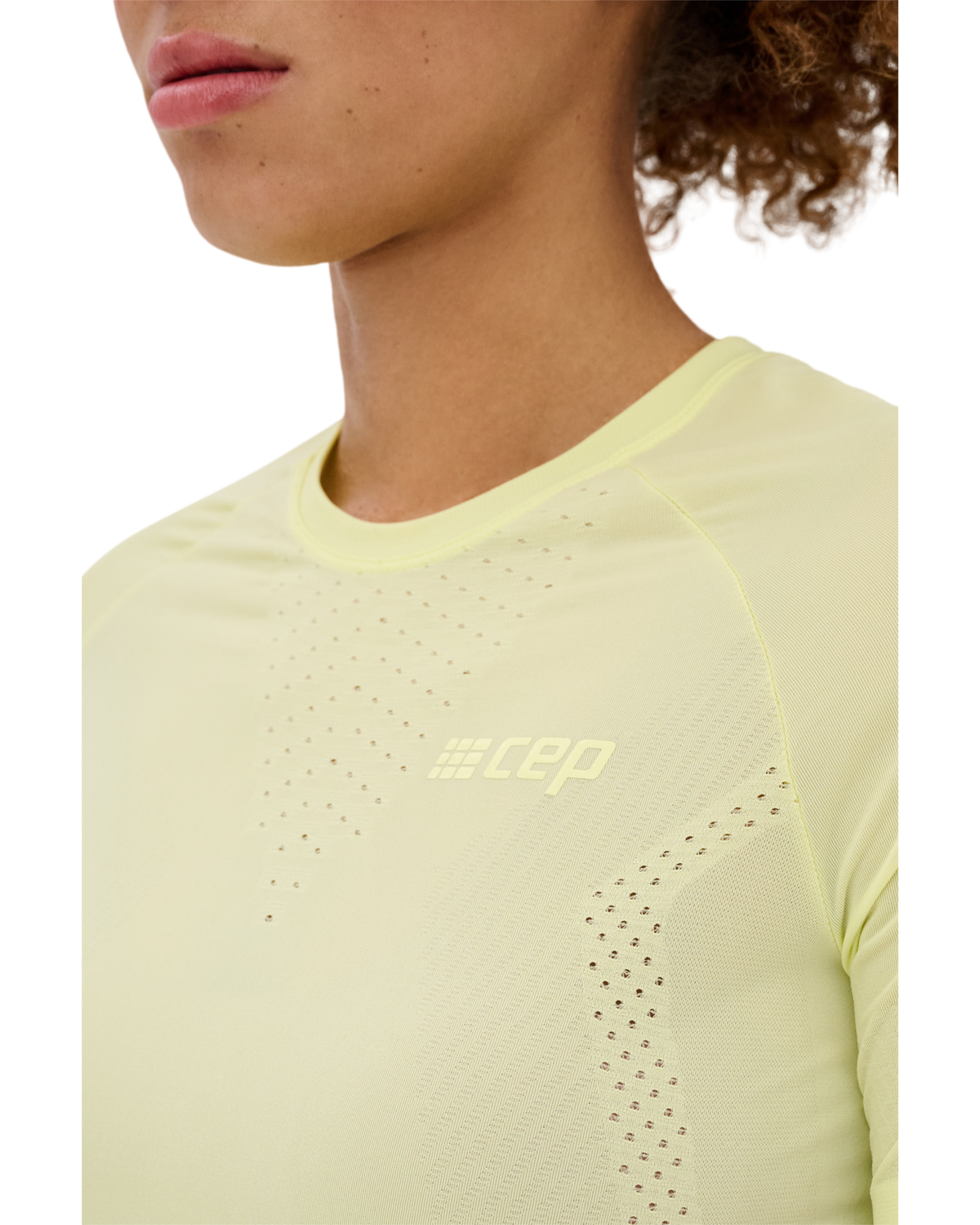 Ultralight Seamless Short Sleeve Shirt, Women, Lime, close-up detail