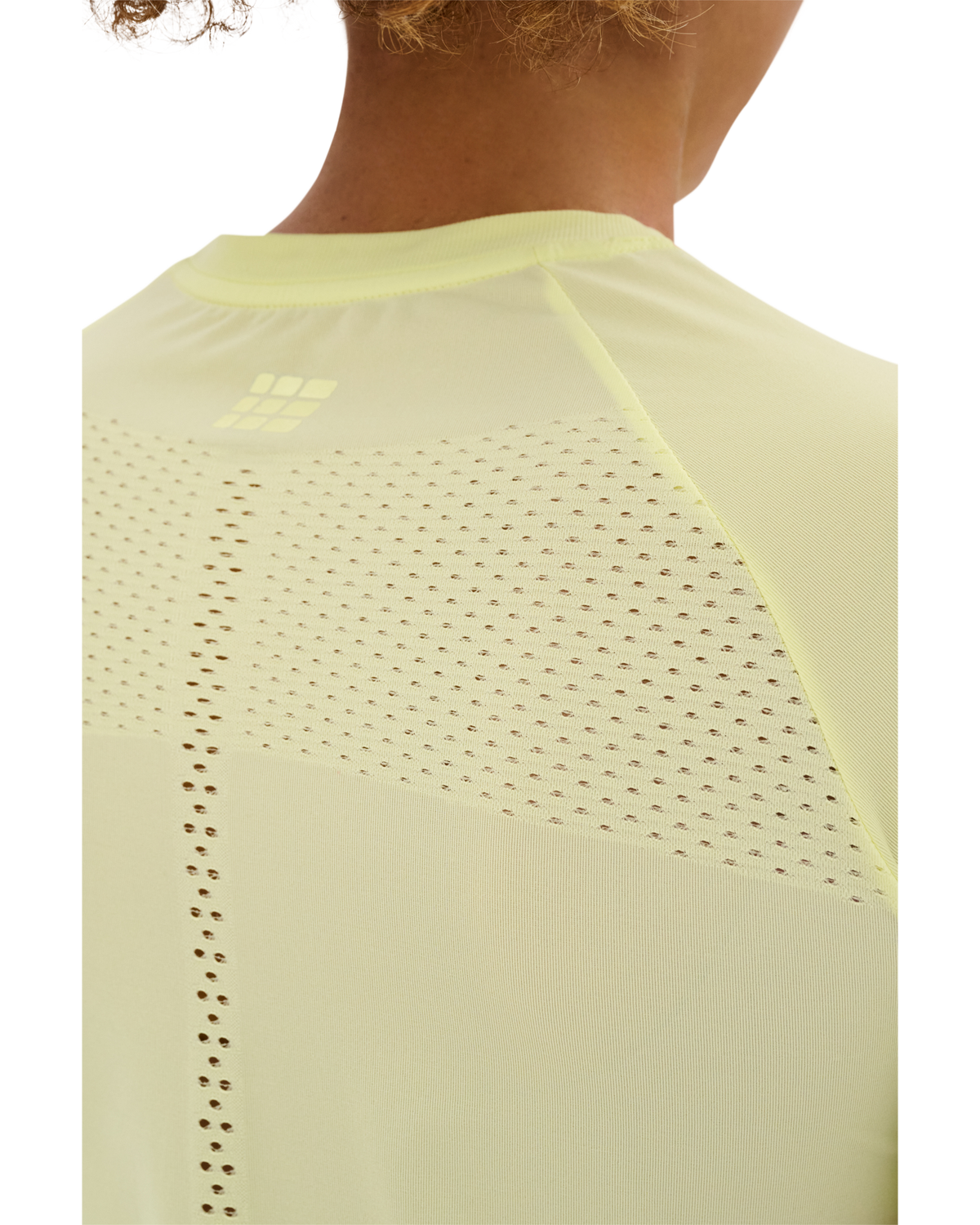Ultralight Seamless Short Sleeve Shirt, Women, Lime, close-up detail