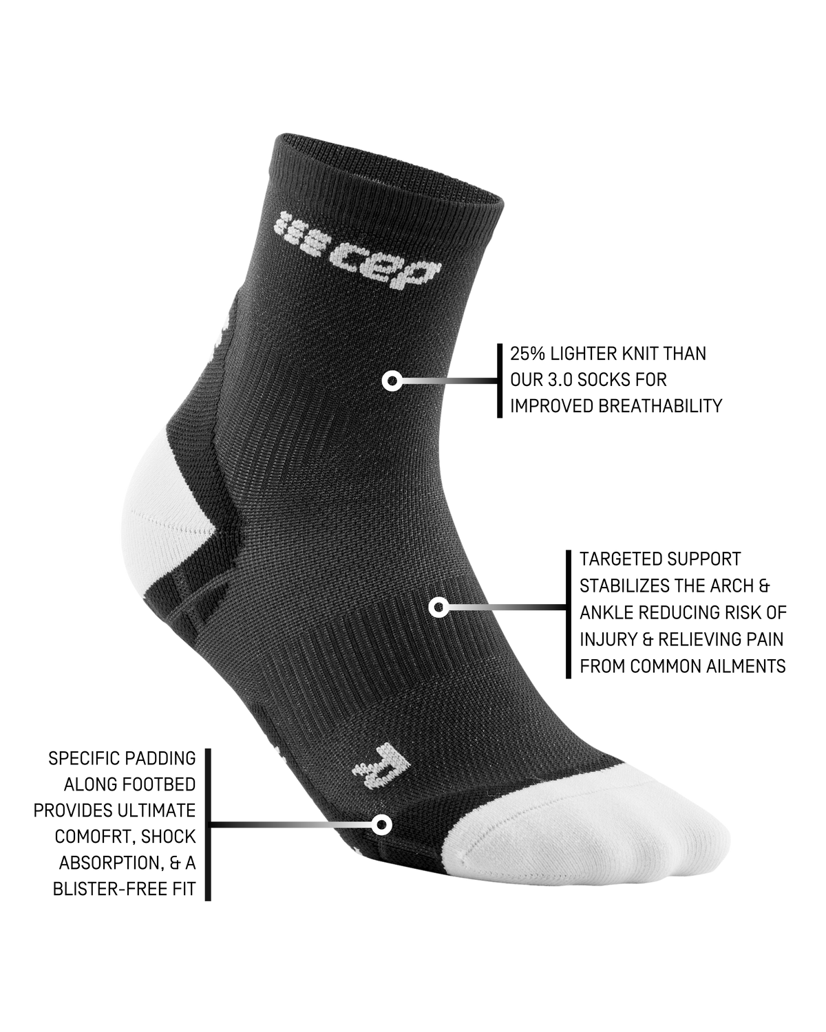 Ultralight Short Compression Socks, Men, Black/Light Grey