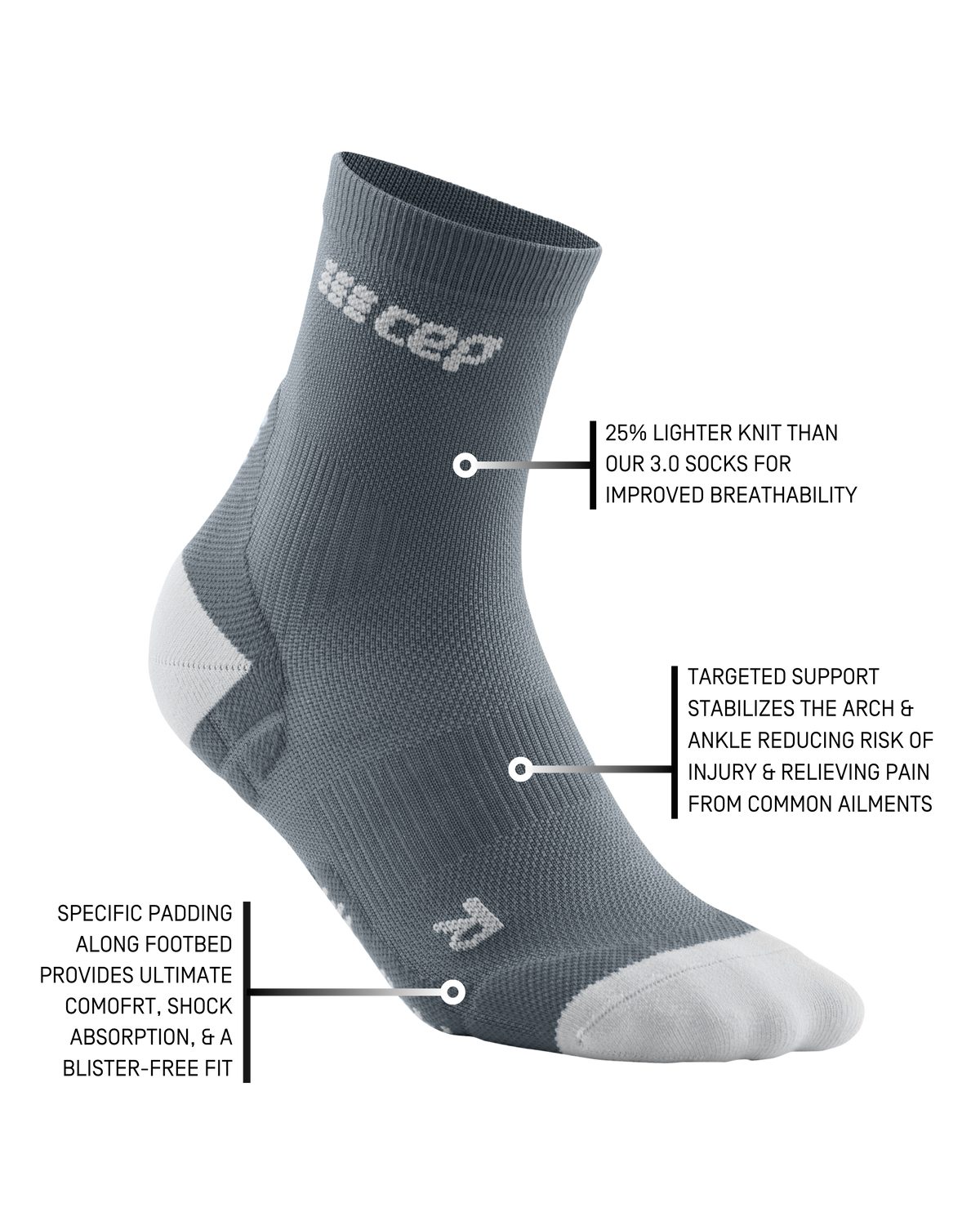 Ultralight Short Compression Socks, Men, Grey/Light Grey