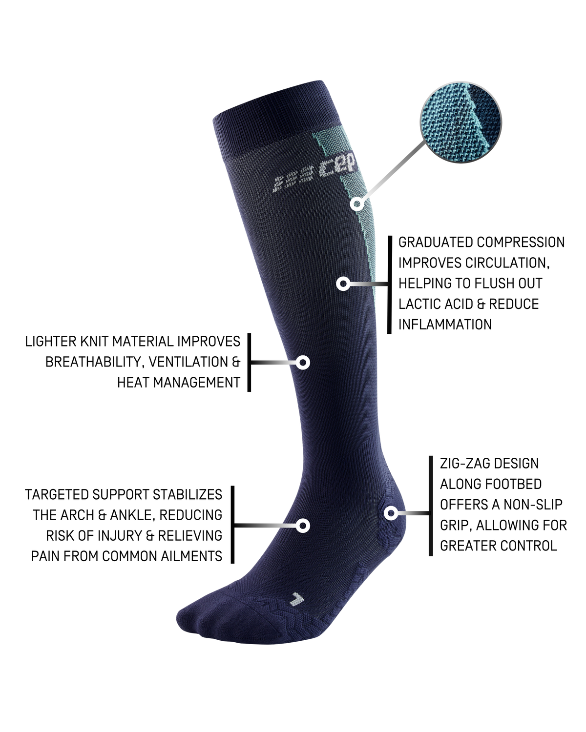 Ultralight Tall Compression Socks, Women, Ultralight Navy/Light Blue