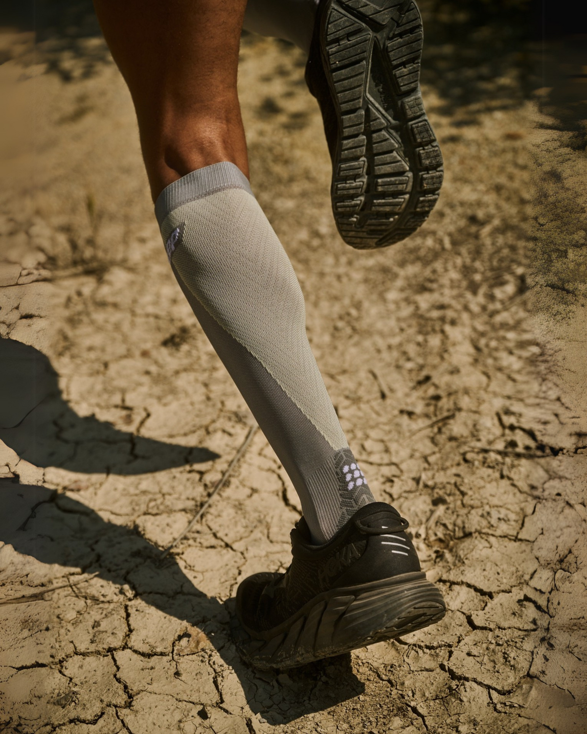 Ultralight Tall Compression Socks, Women, Ultralight Grey/Lime, close-up detail