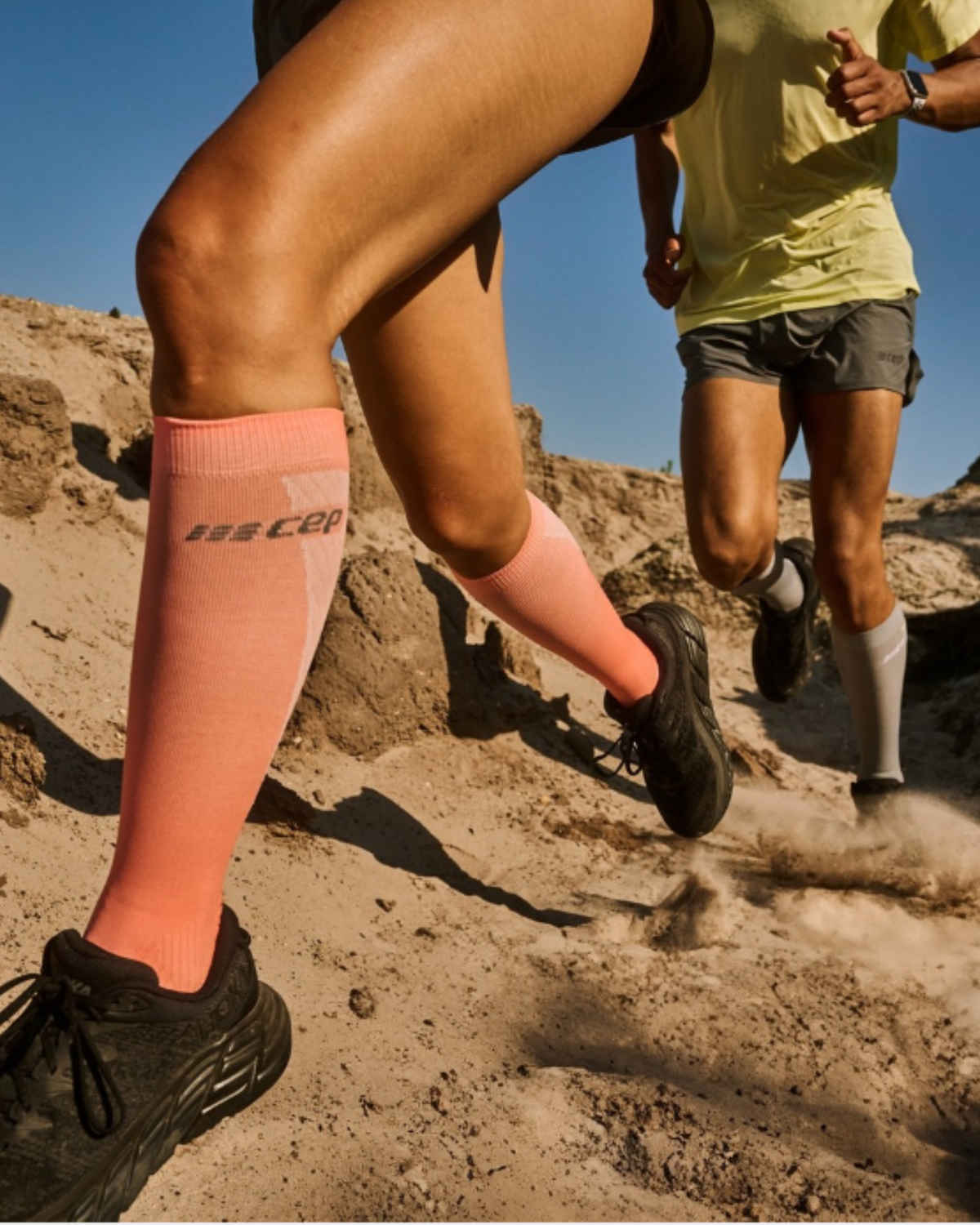 Ultralight Tall Compression Socks, Women, Ultralight Grey/Lime, close-up detail