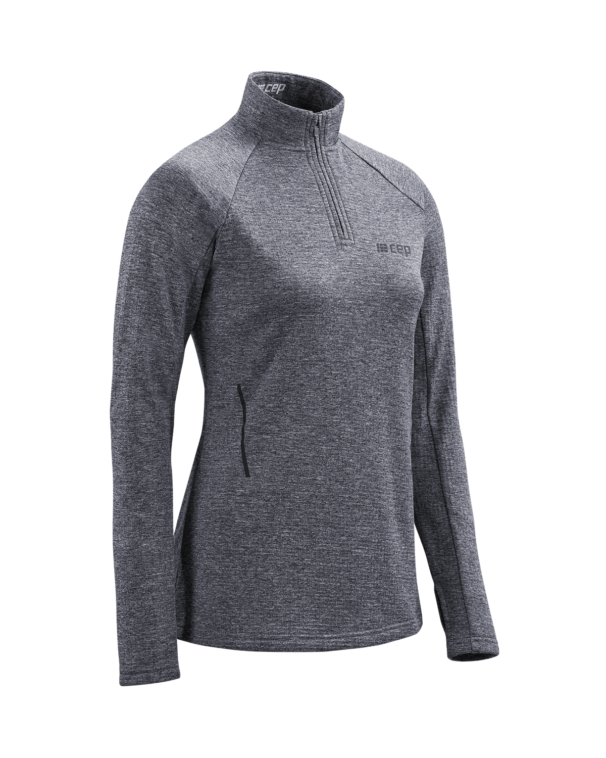 Winter Run Quarter Zip Pullover, Women, Black Melange