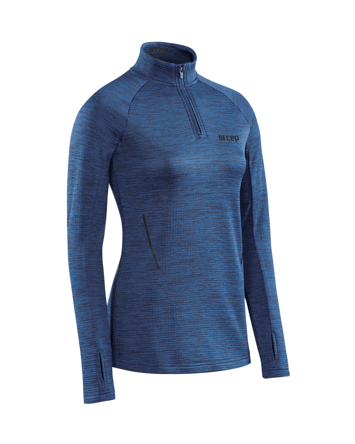 Winter Run Quarter Zip Pullover, Women, Dark Blue Melange