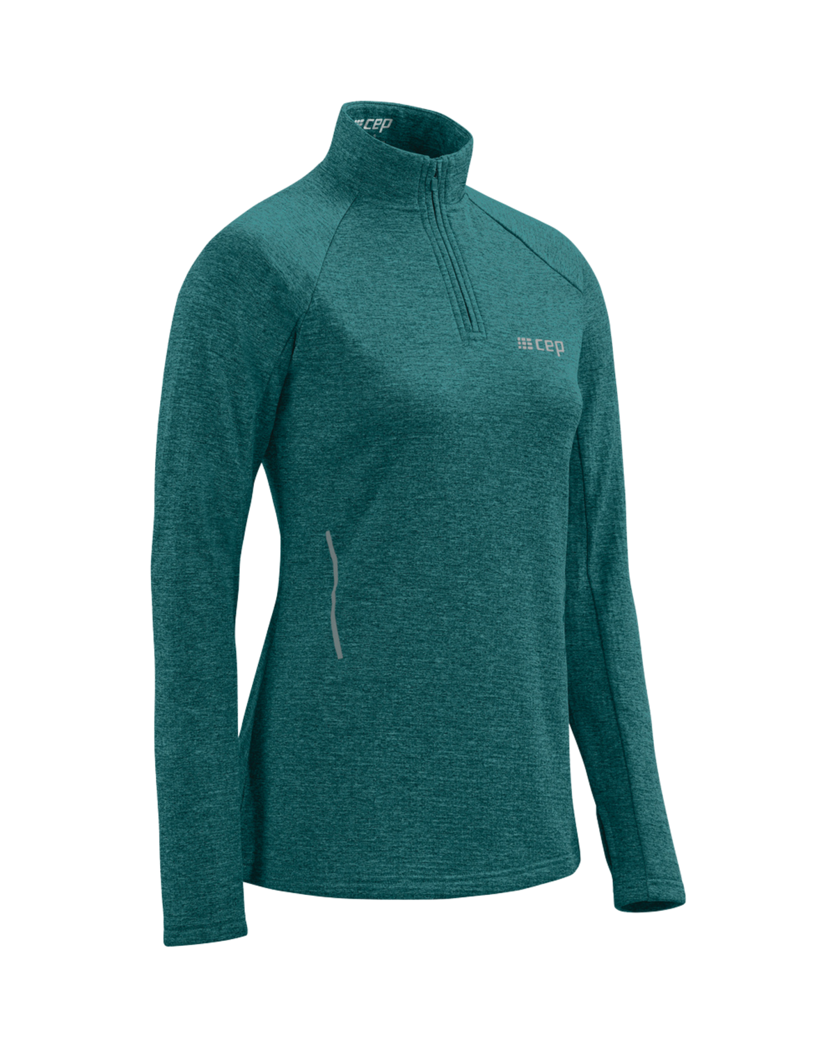 Winter Run Quarter Zip Pullover, Women, Green Melange