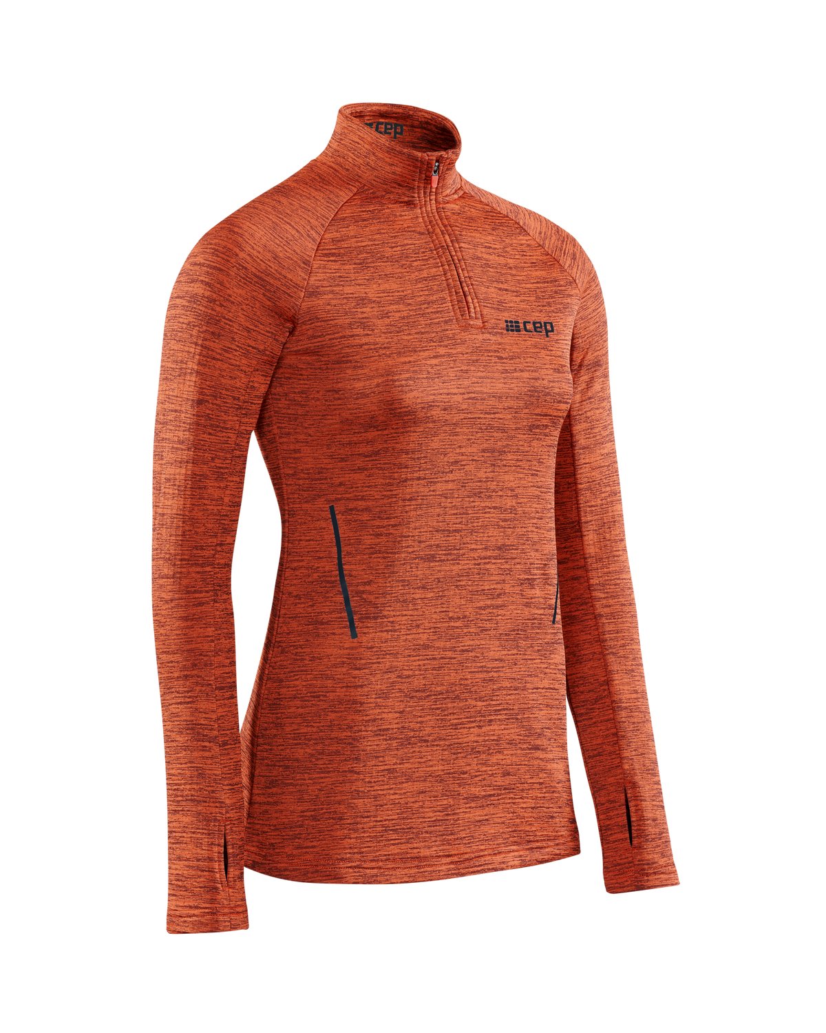 Winter Run Quarter Zip Pullover, Women, Dark Orange Melange