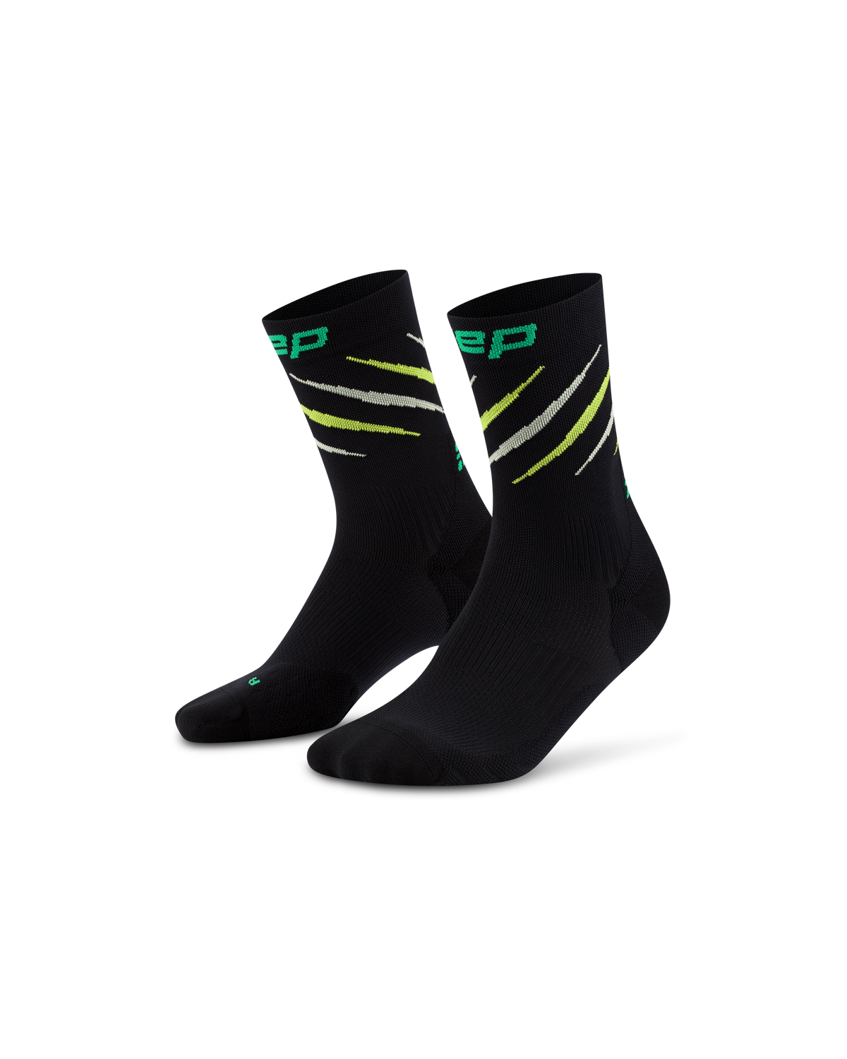 Core Run Claw Mid Cut Compression Socks, Black/Green