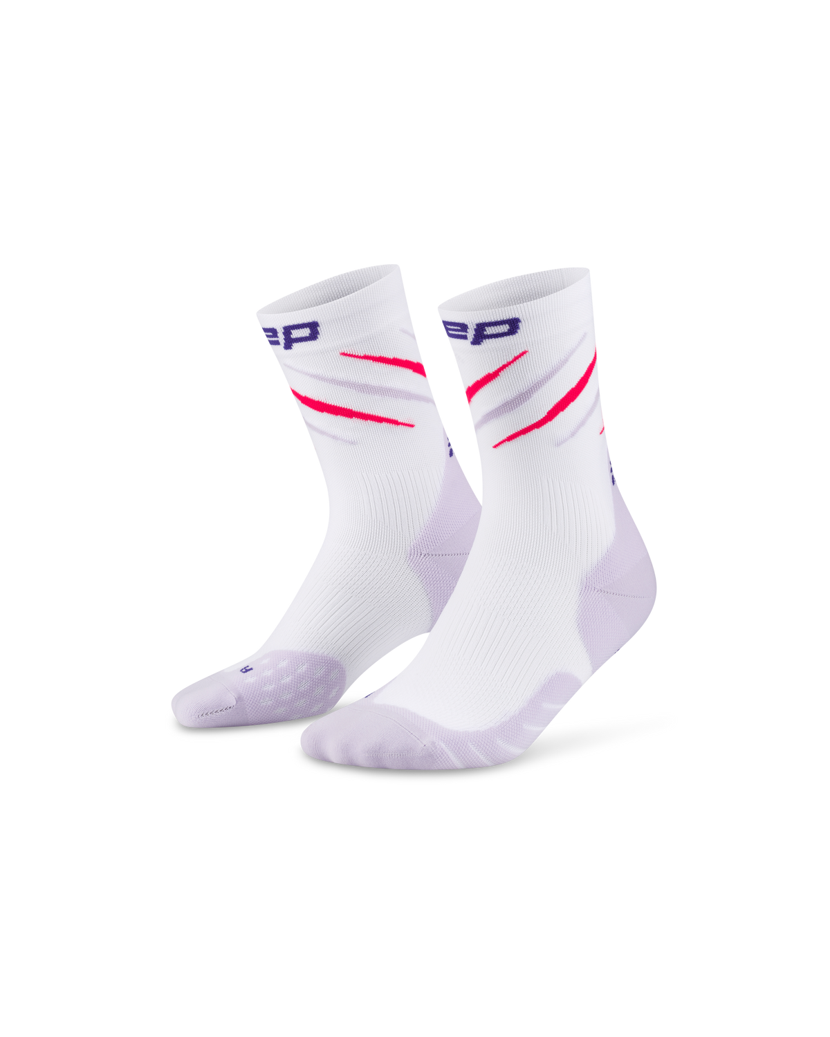 Core Run Claw Mid Cut Compression Socks, White/Lilac