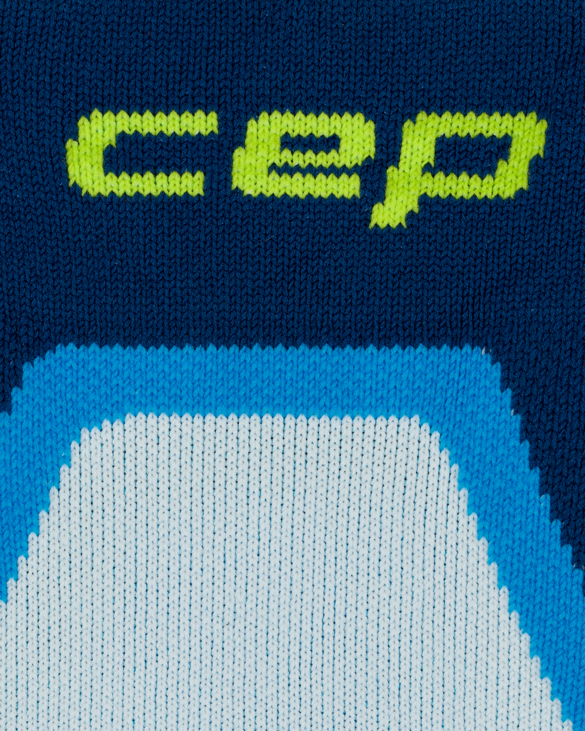 Core Run Cushion Mid Cut Compression Socks, Blue, close-up detail