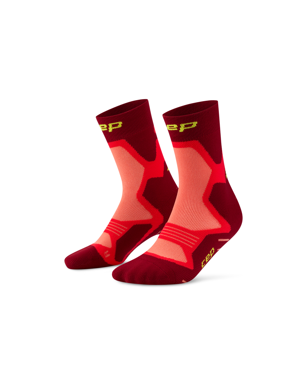 Core Run Cushion Mid Cut Compression Socks, Red
