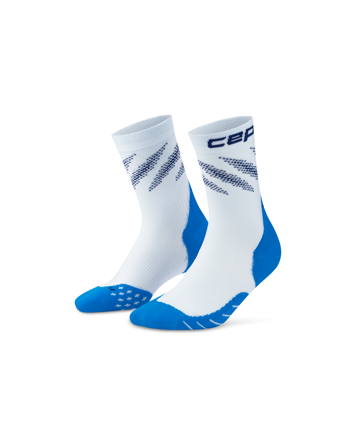 Core Run Elliptic Mid Cut Compression Socks, Light Blue/Blue