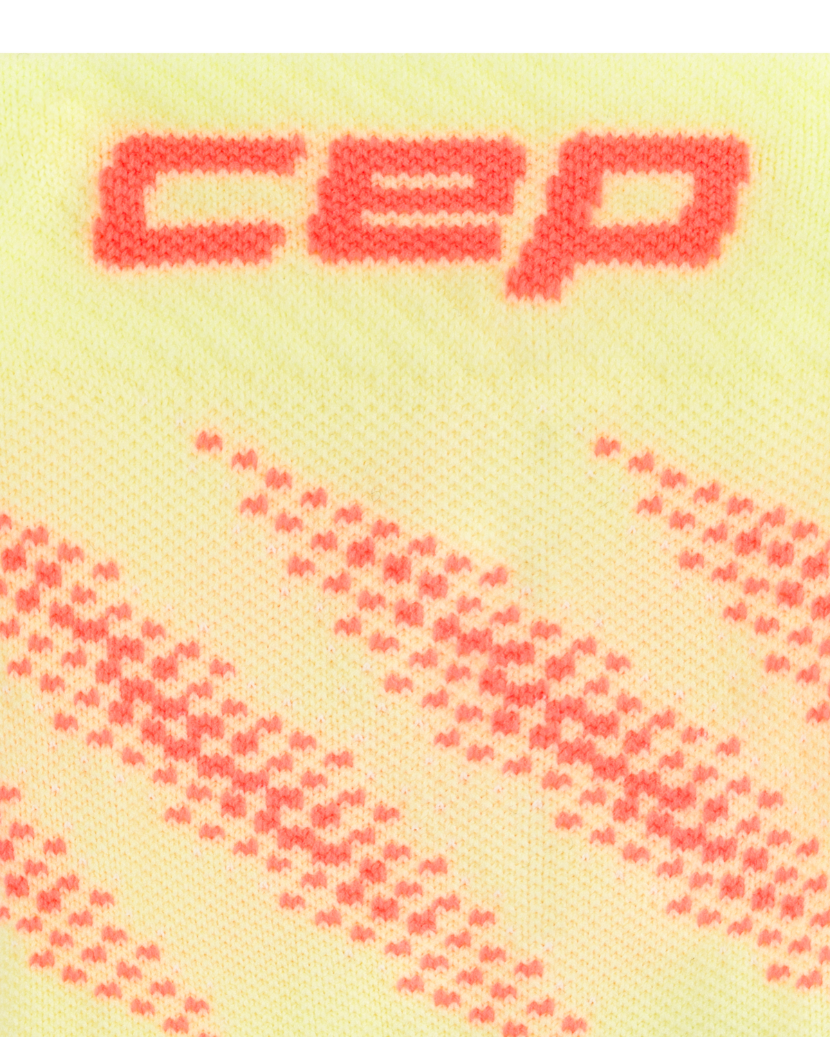 Core Run Elliptic Mid Cut Compression Socks, Lime/Neon Coral, close-up detail