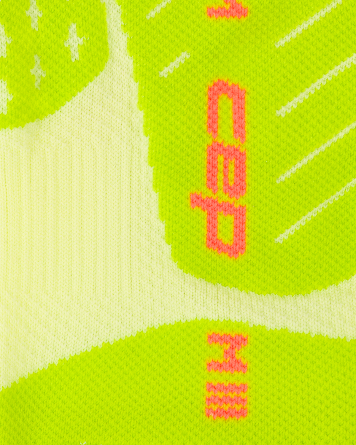 Core Run Elliptic Mid Cut Compression Socks, Lime/Neon Coral, close-up detail