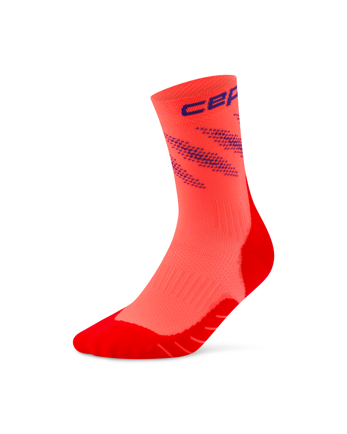 Core Run Elliptic Mid Cut Compression Socks, Neon Coral/Purple