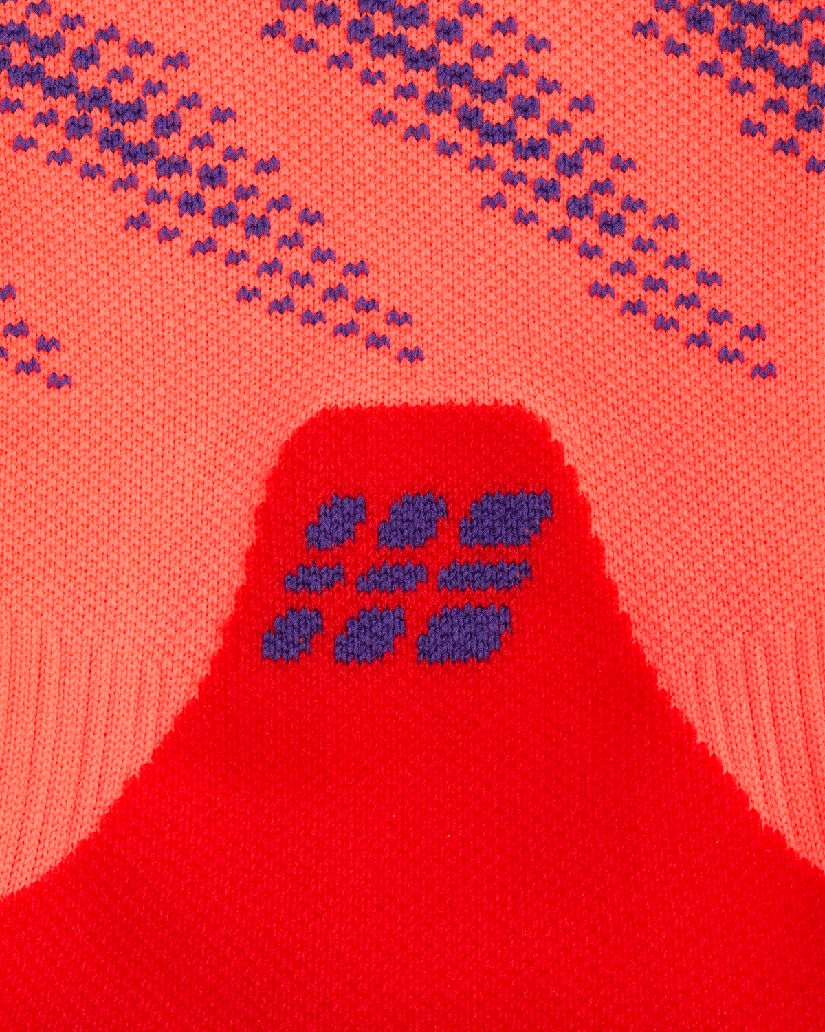 Core Run Elliptic Mid Cut Compression Socks, Neon Coral/Purple, close-up detail