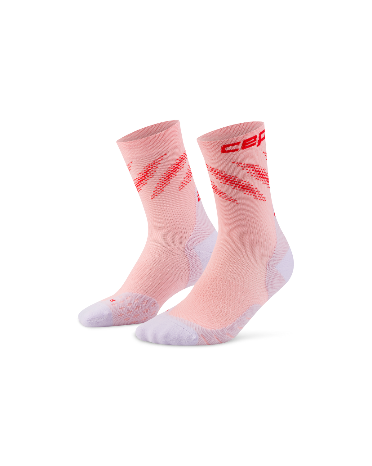 Core Run Elliptic Mid Cut Compression Socks, Pink/Red