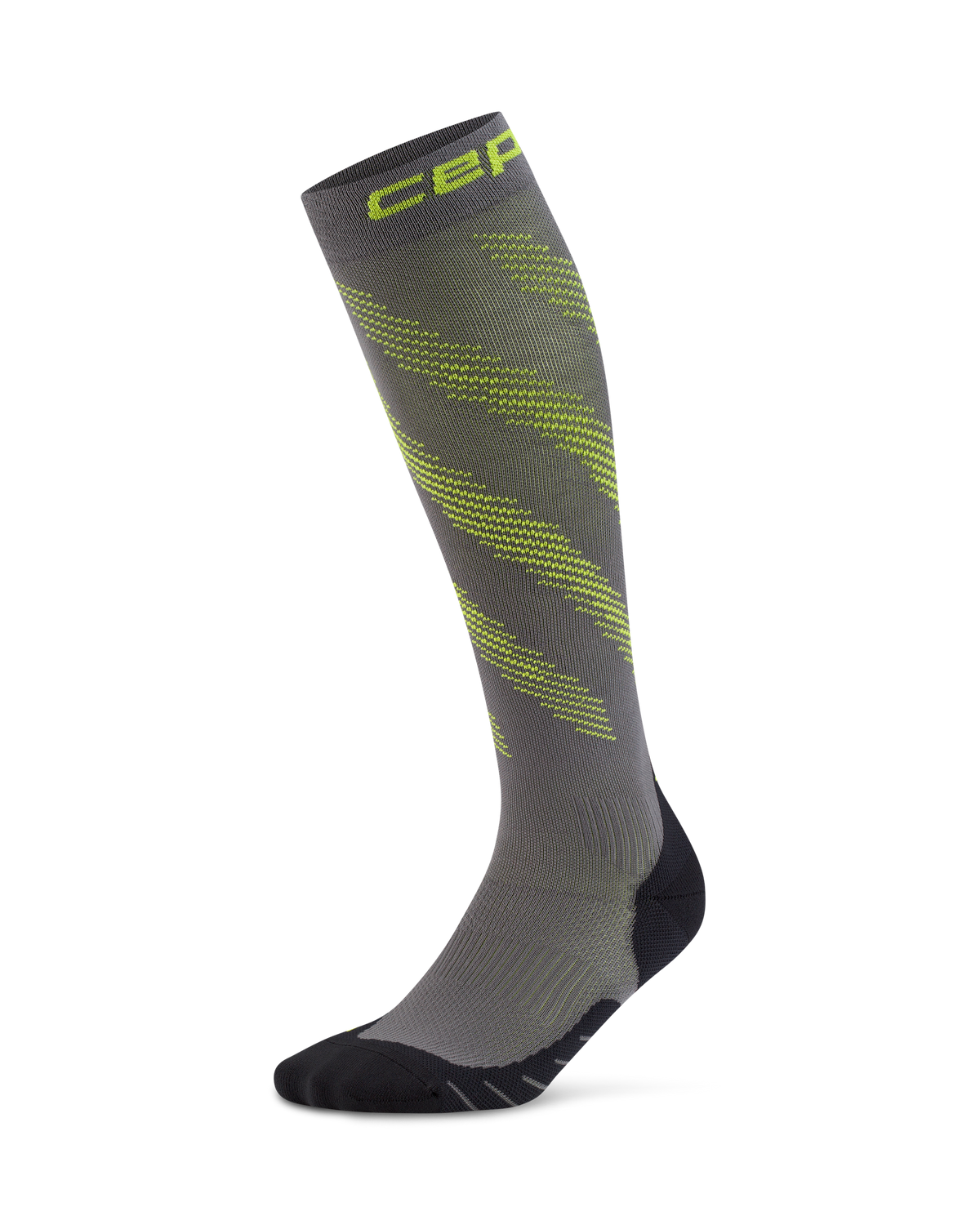 Core Run Elliptic Tall Compression Socks, Men, Dark Grey/Lime