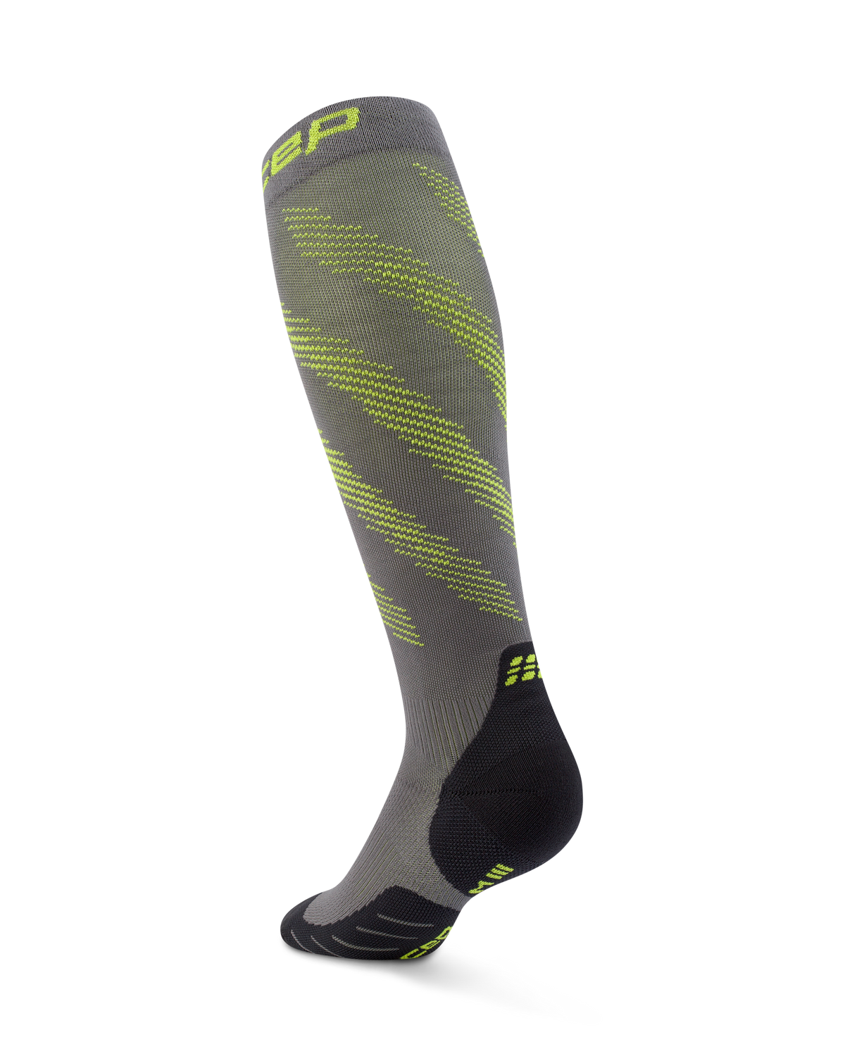 Core Run Elliptic Tall Compression Socks, Men, Dark Grey/Lime