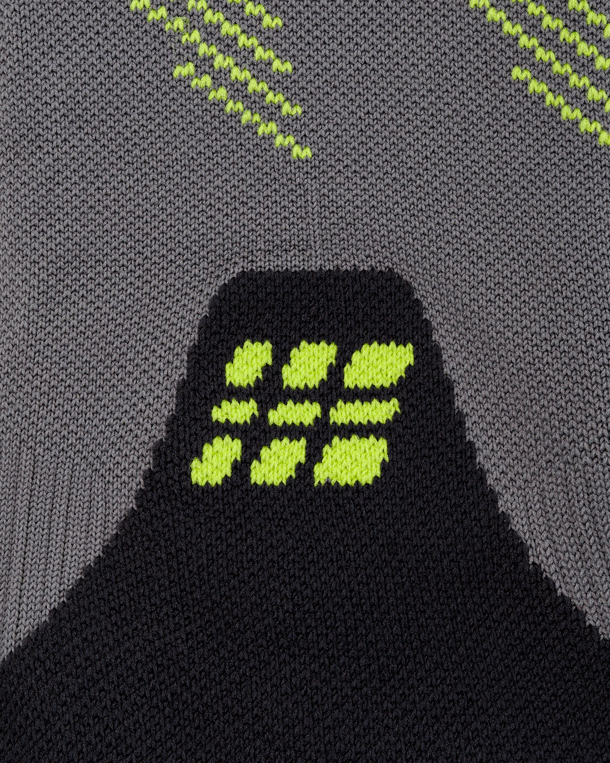 Core Run Elliptic Tall Compression Socks, Men, Dark Grey/Lime, close-up detail