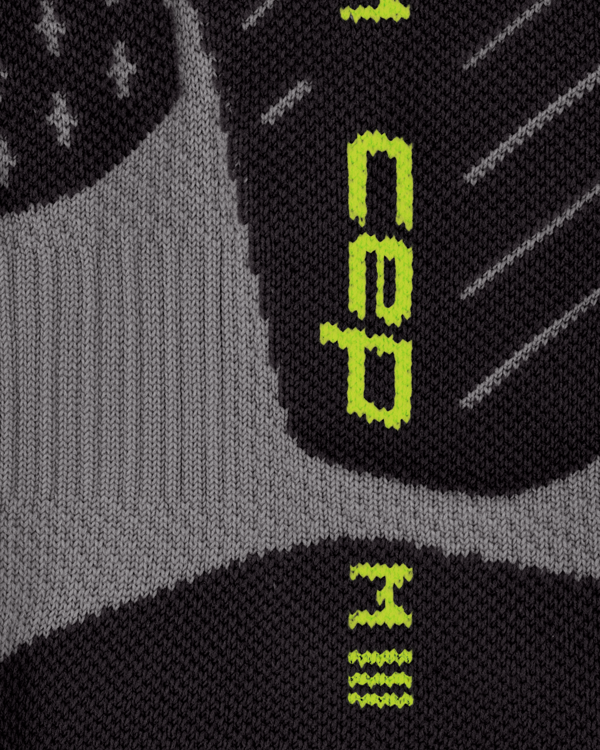 Core Run Elliptic Tall Compression Socks, Men, Dark Grey/Lime, close-up detail