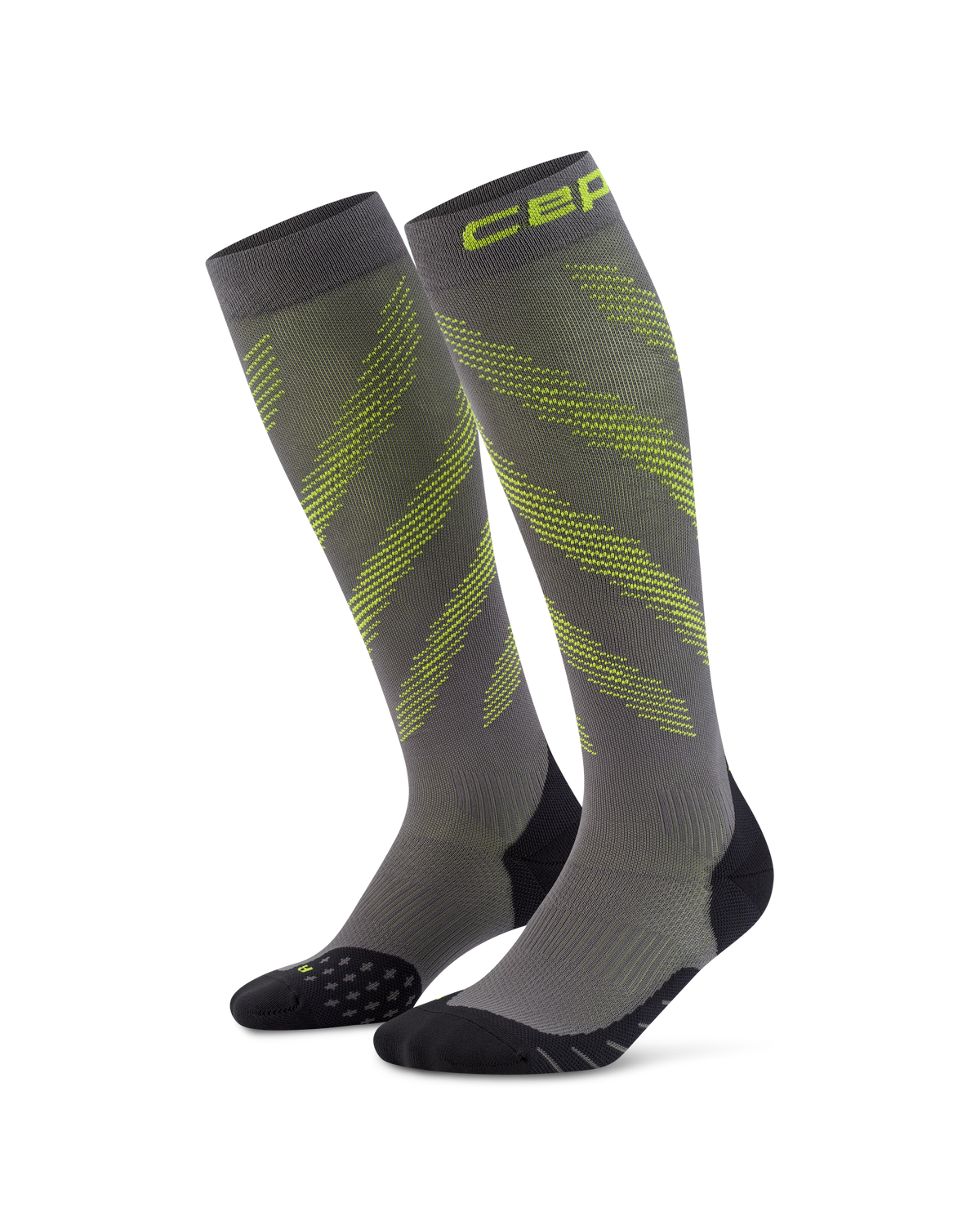 Core Run Elliptic Tall Compression Socks, Men, Dark Grey/Lime
