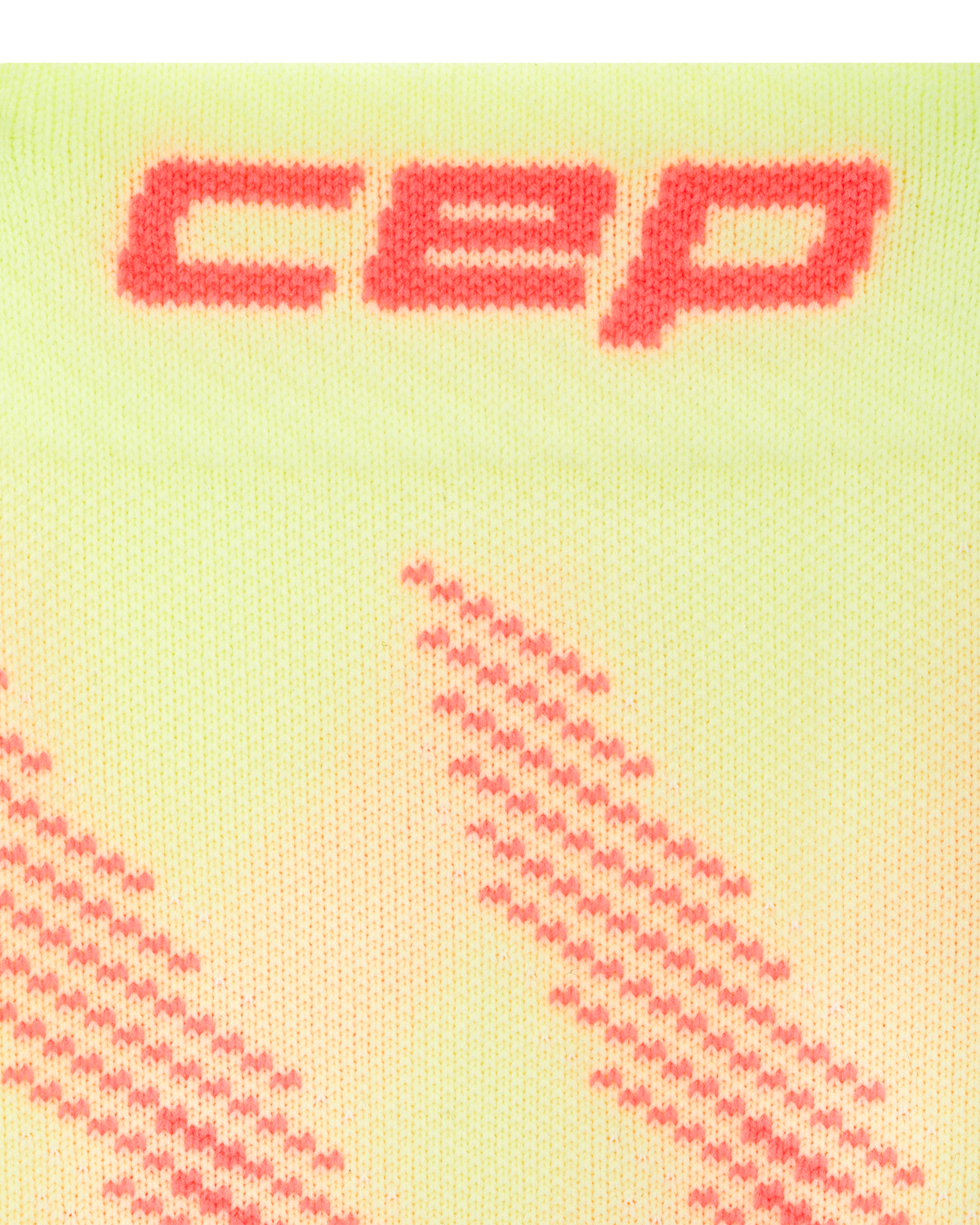 Core Run Elliptic Tall Compression Socks, Men, Lime/Neon Coral, close-up detail