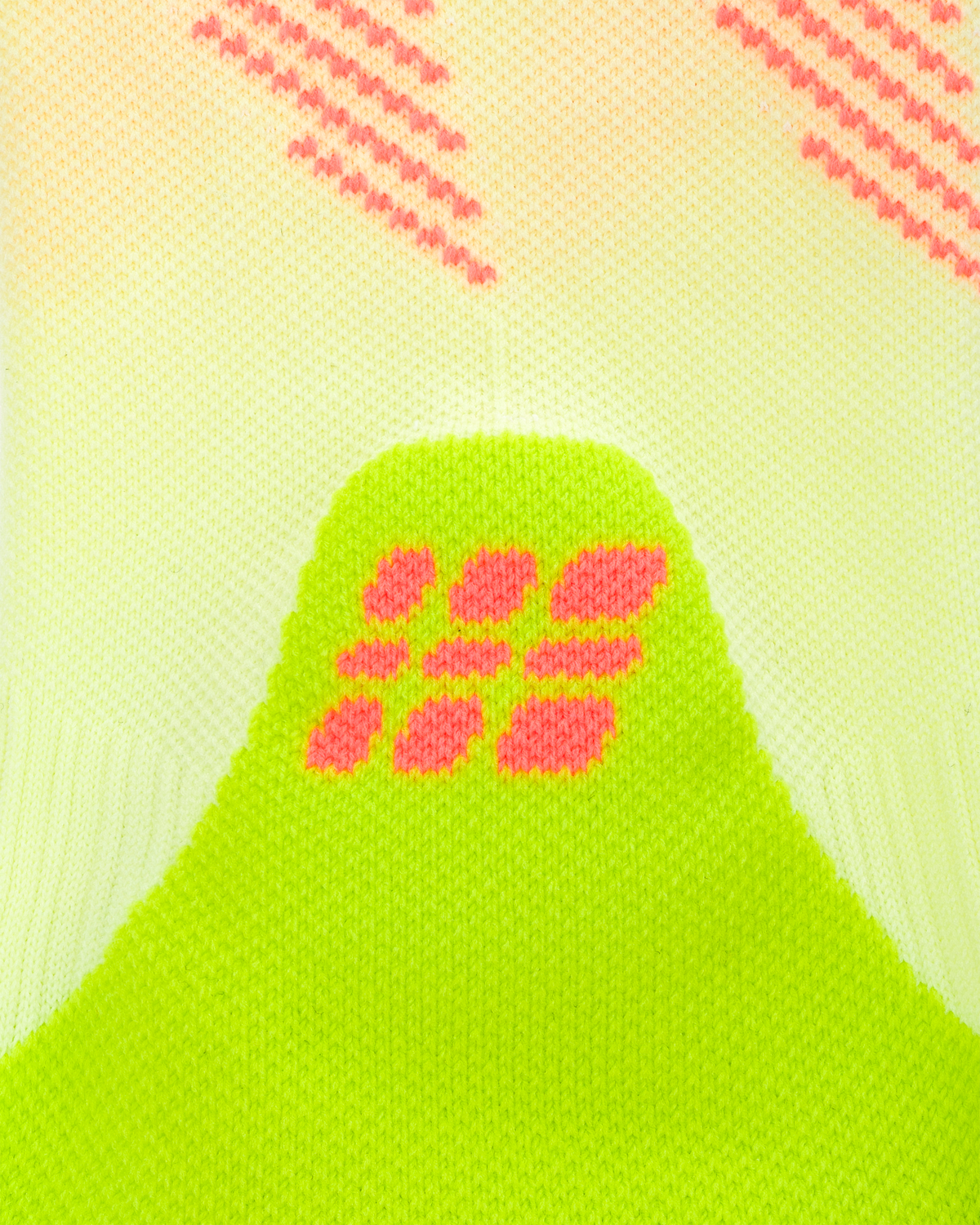 Core Run Elliptic Tall Compression Socks, Men, Lime/Neon Coral, close-up detail