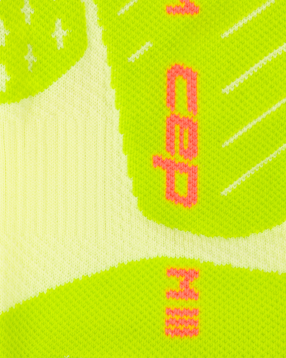 Core Run Elliptic Tall Compression Socks, Men, Lime/Neon Coral, close-up detail