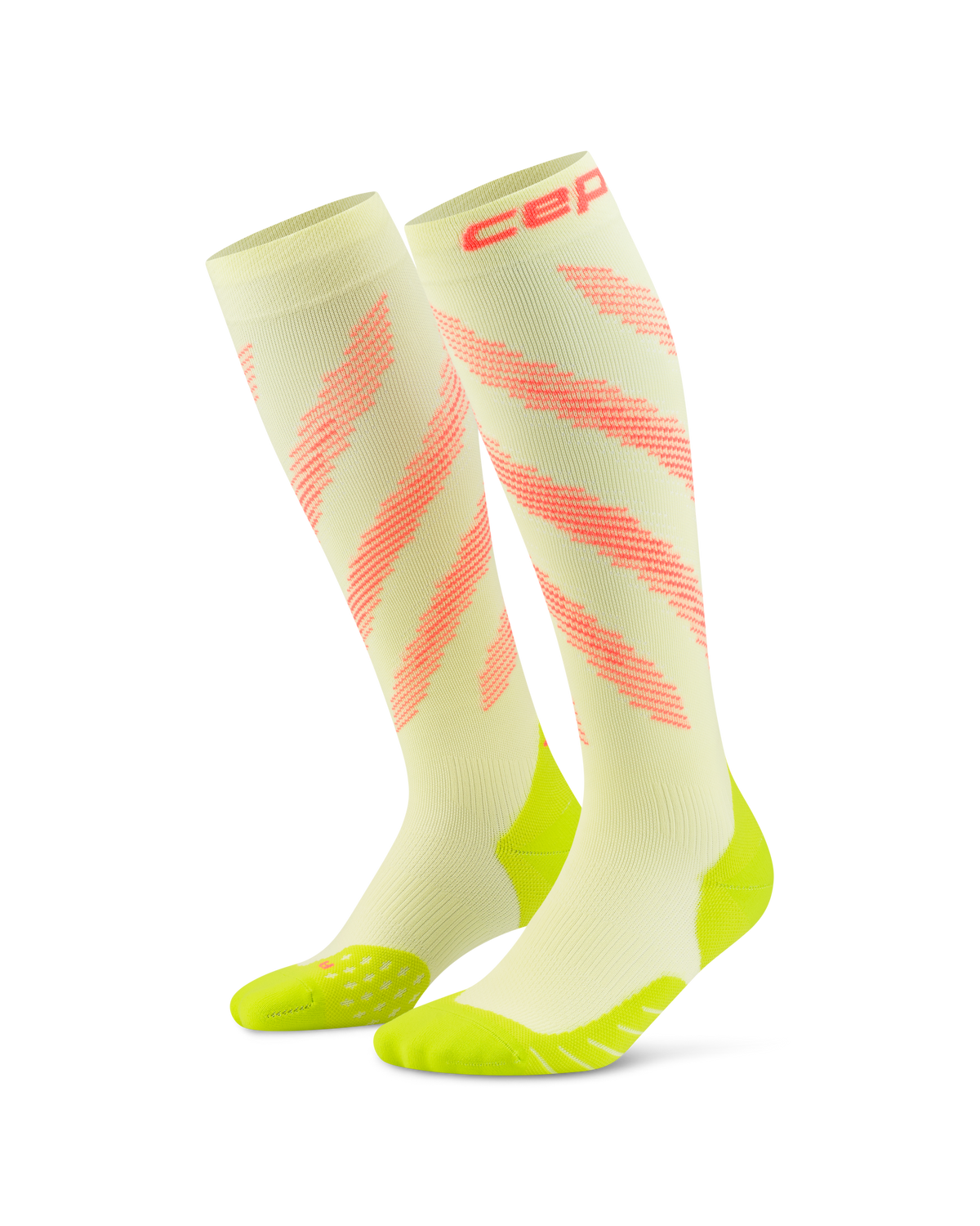 Core Run Elliptic Tall Compression Socks, Men, Lime/Neon Coral