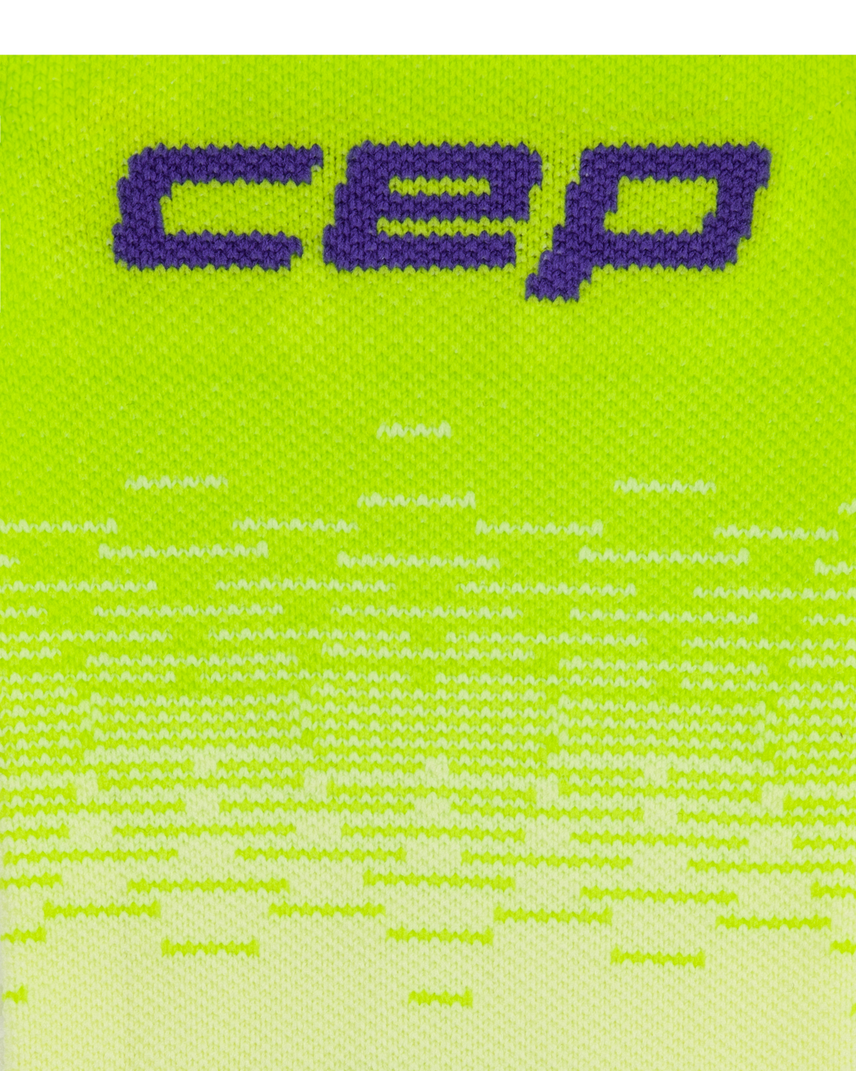 Core Run Fade Mid Cut Compression Socks, Lime/Blue Fade, close-up detail