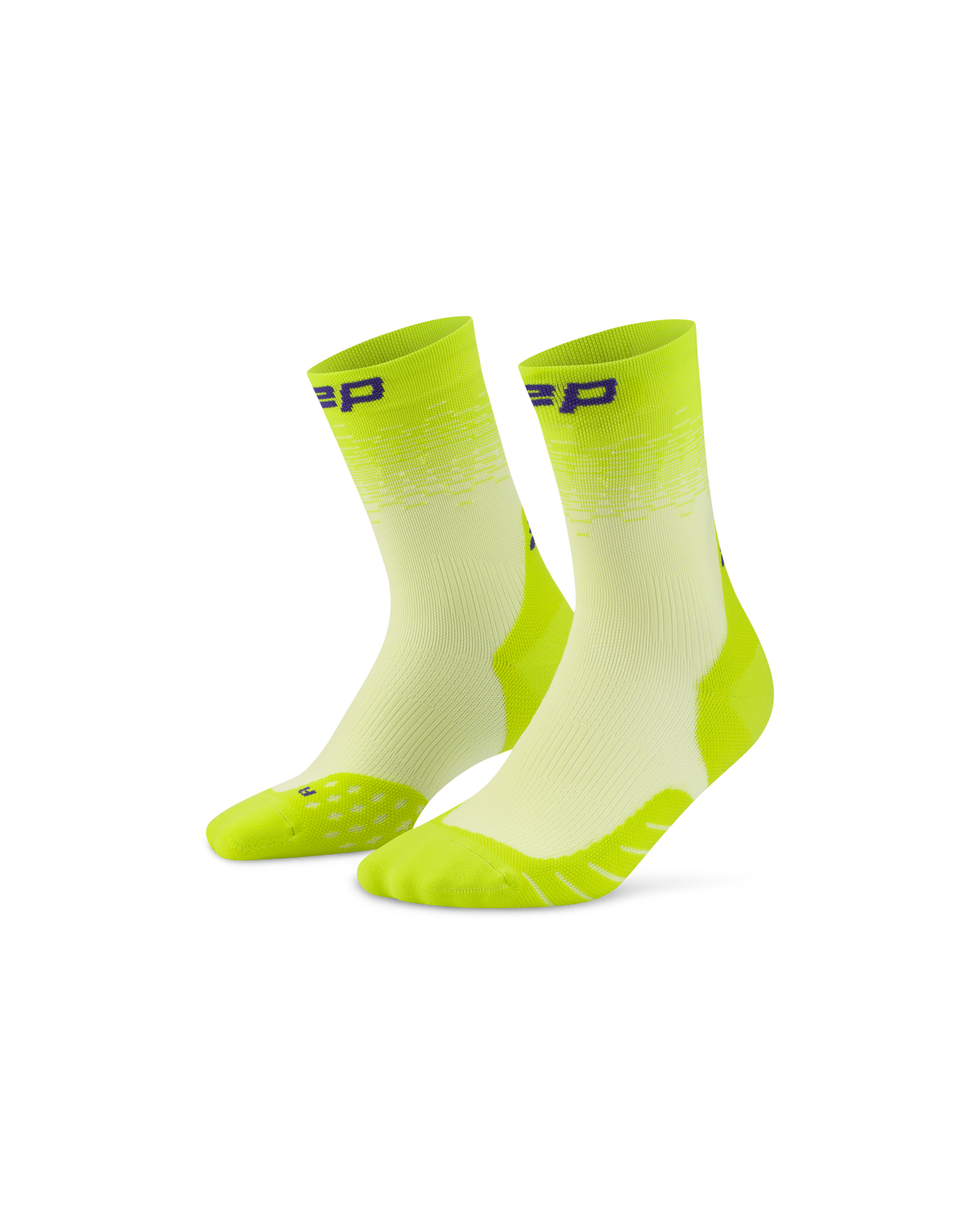 Core Run Fade Mid Cut Compression Socks, Lime/Blue Fade