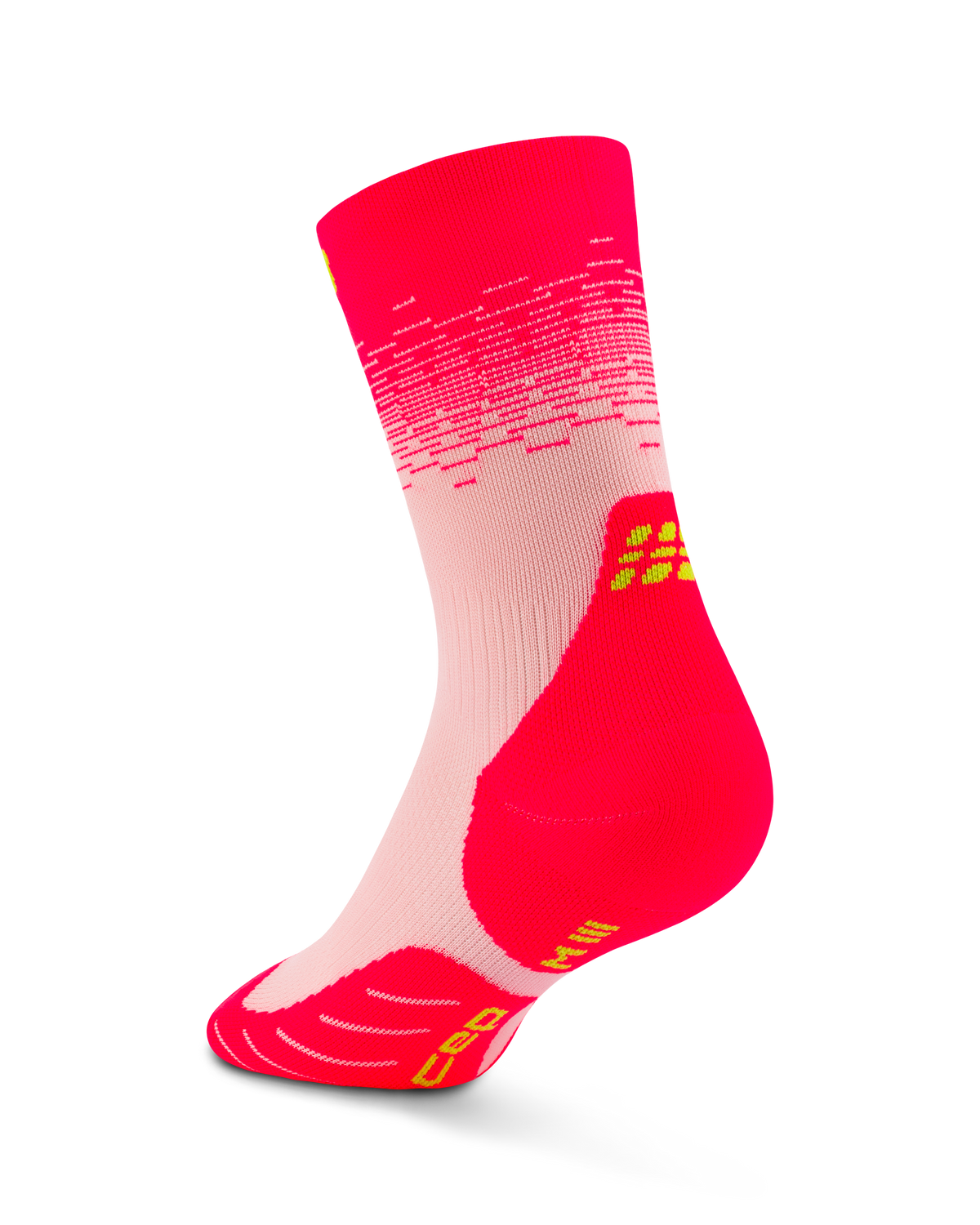 Core Run Fade Mid Cut Compression Socks, Pink/Lime Fade
