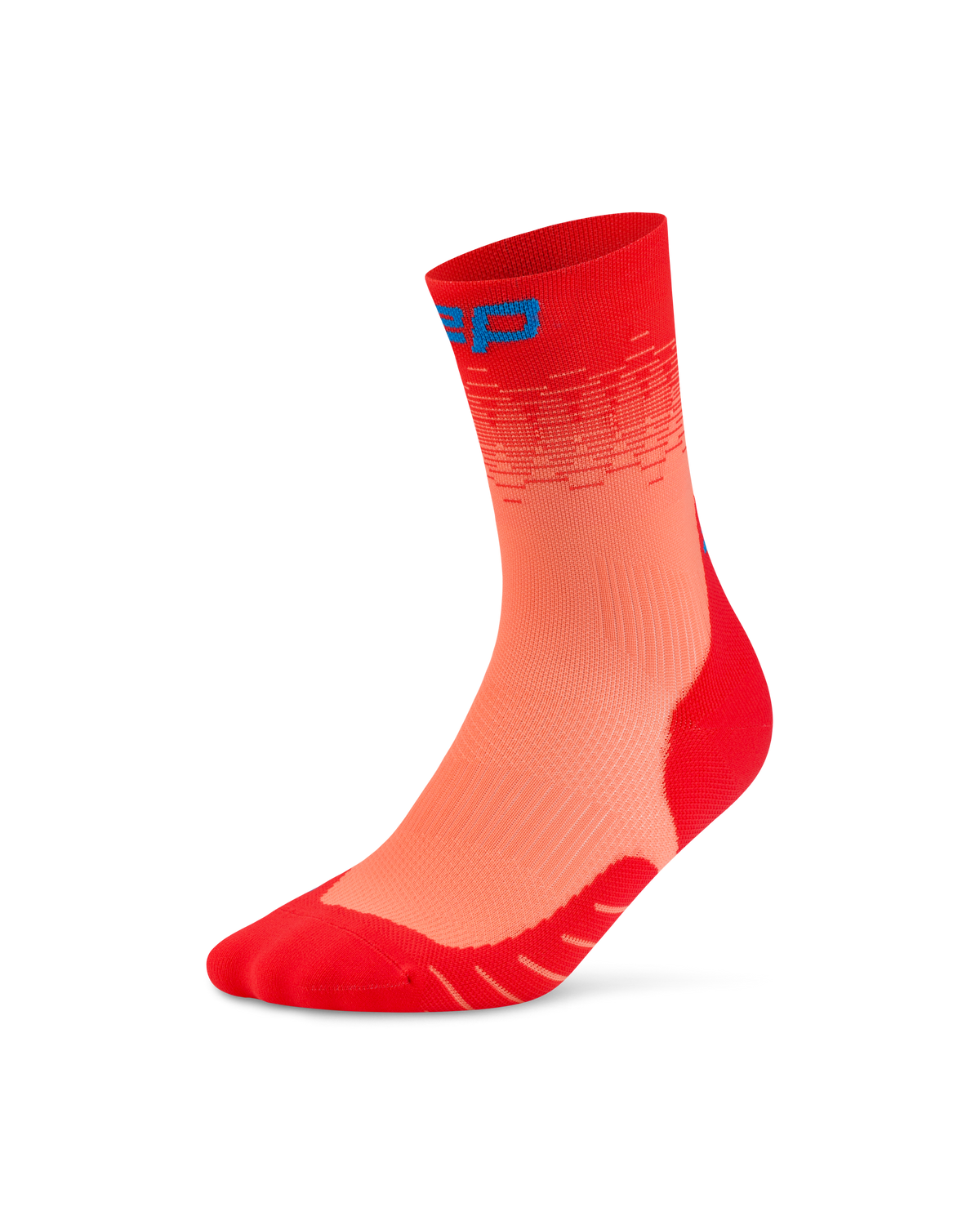 Core Run Fade Mid Cut Compression Socks, Red/Blue Fade