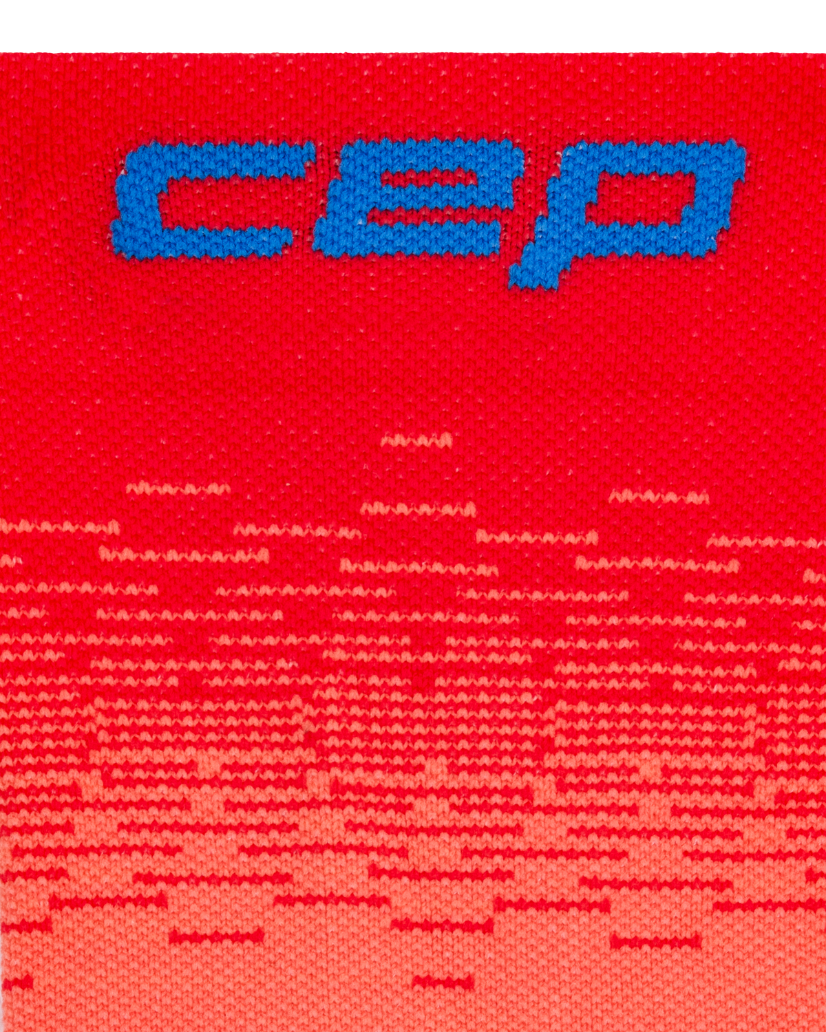 Core Run Fade Mid Cut Compression Socks, Red/Blue Fade, close-up detail