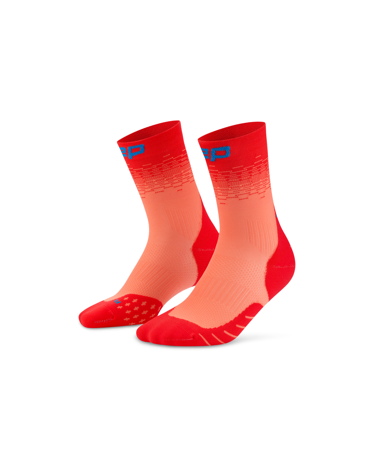 Core Run Fade Mid Cut Compression Socks, Red/Blue Fade